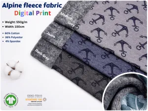 Alpine Fleece Anchor  Print Fabric