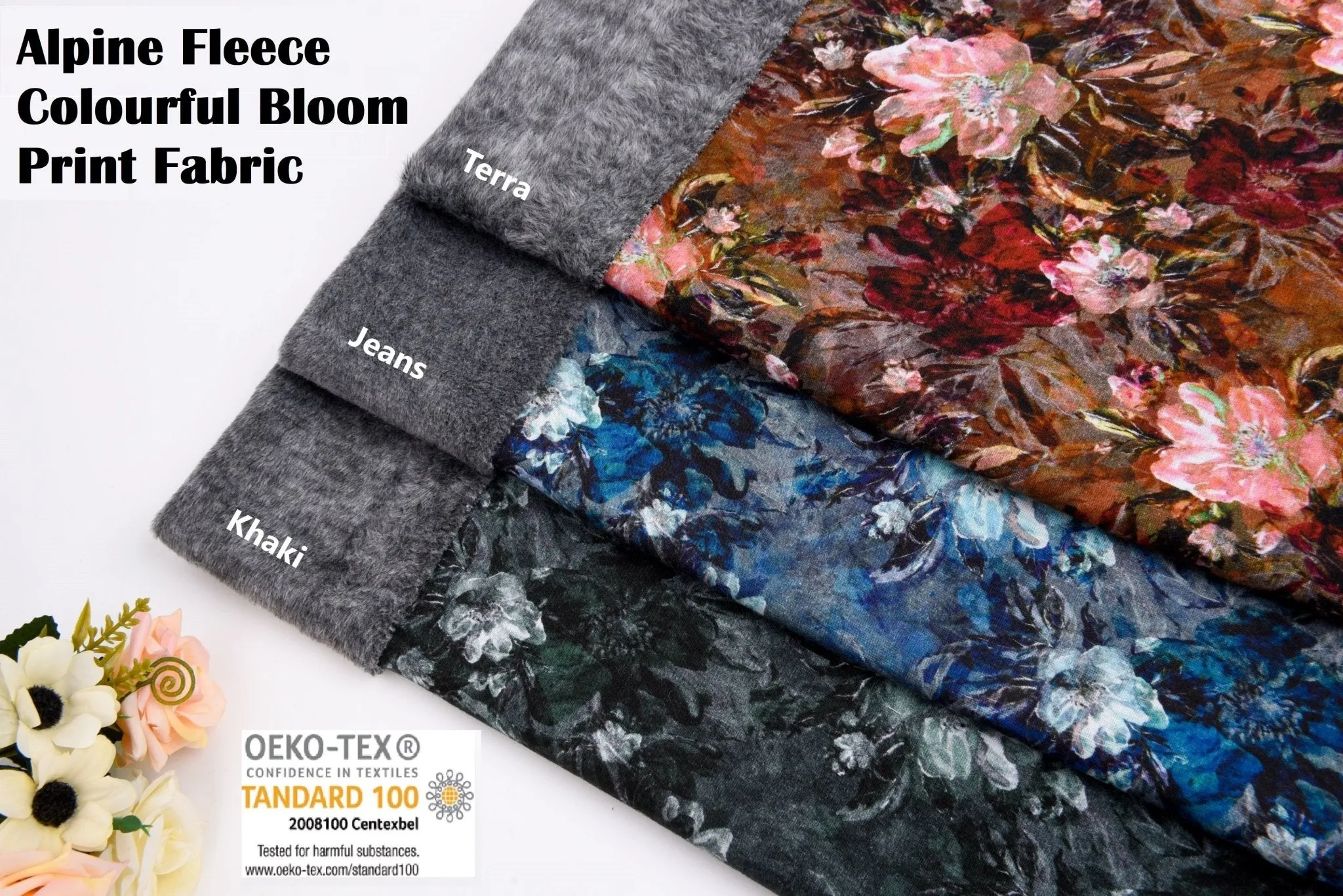 Alpine Fleece Colorful Bloom  Print Fabric - 5009