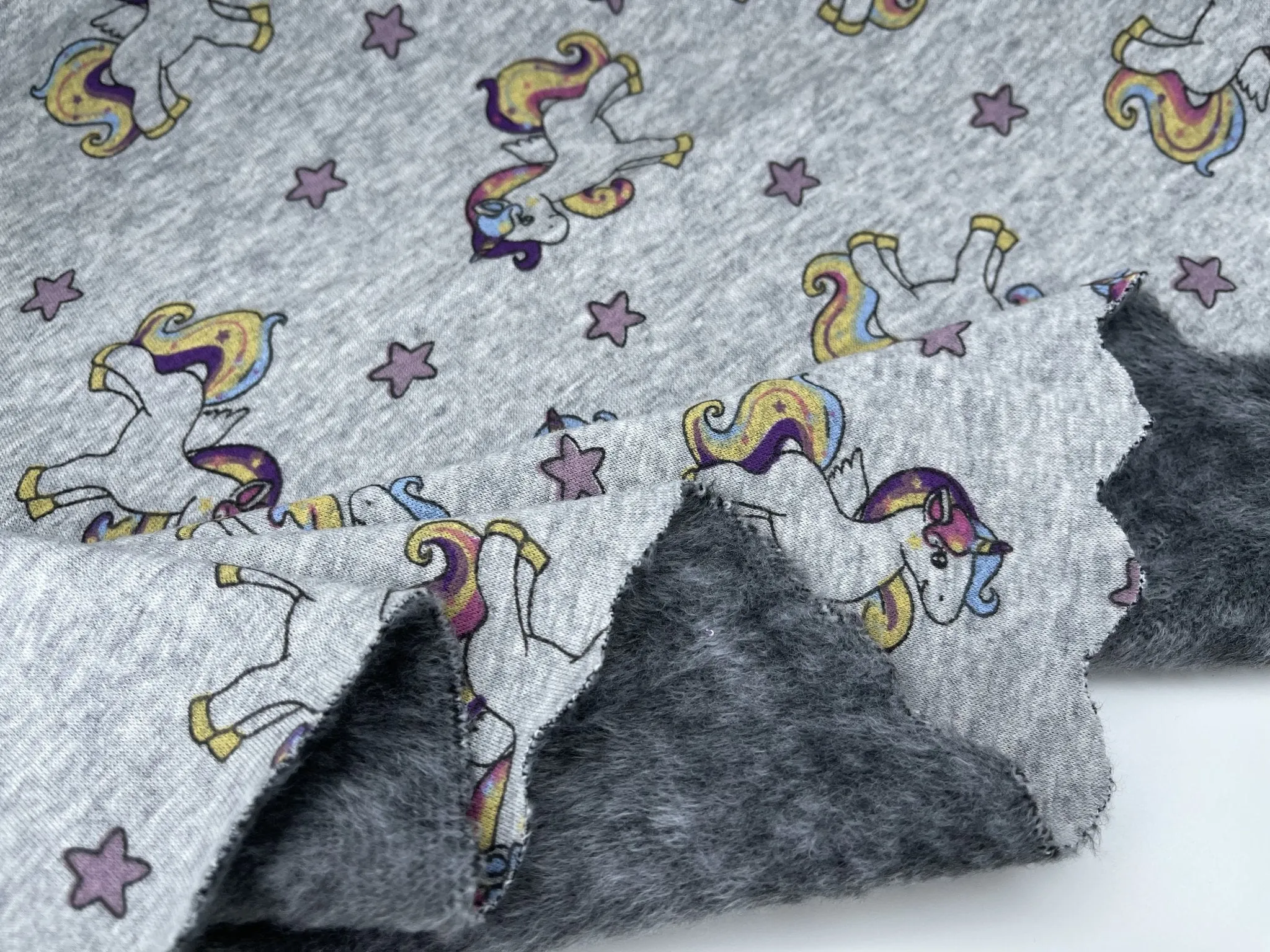 Alpine Fleece Colorful  Unicorn Print  Fabric