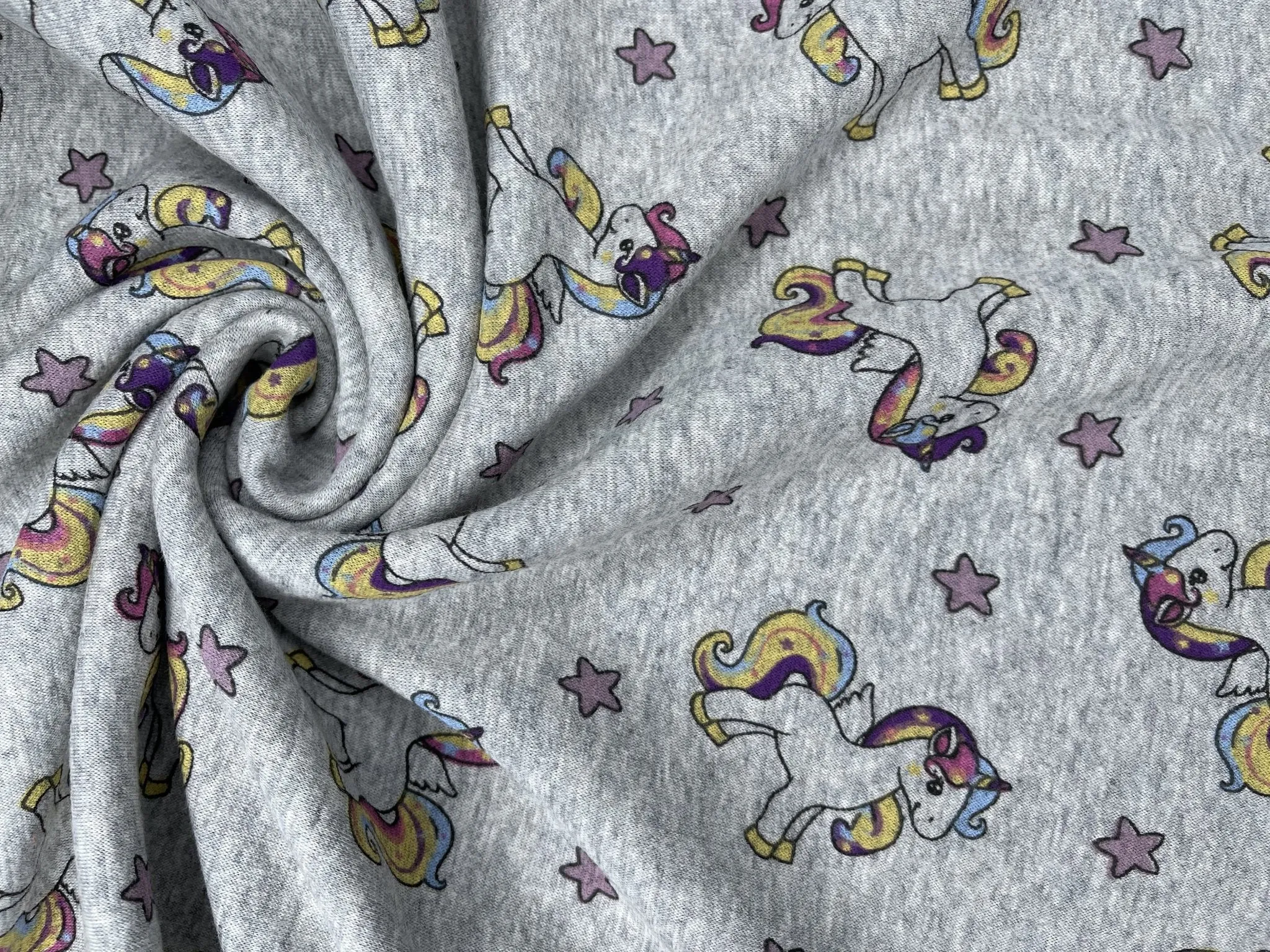 Alpine Fleece Colorful  Unicorn Print  Fabric