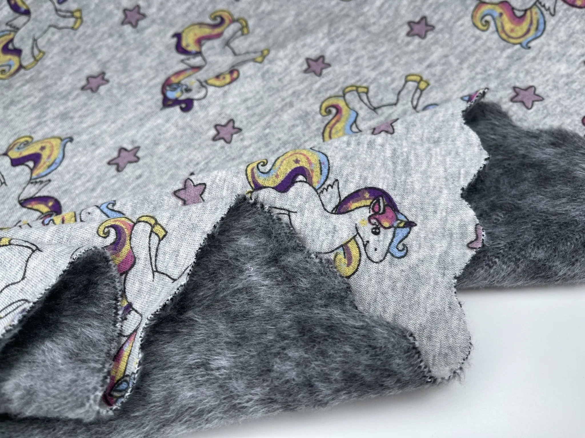 Alpine Fleece Colorful  Unicorn Print  Fabric