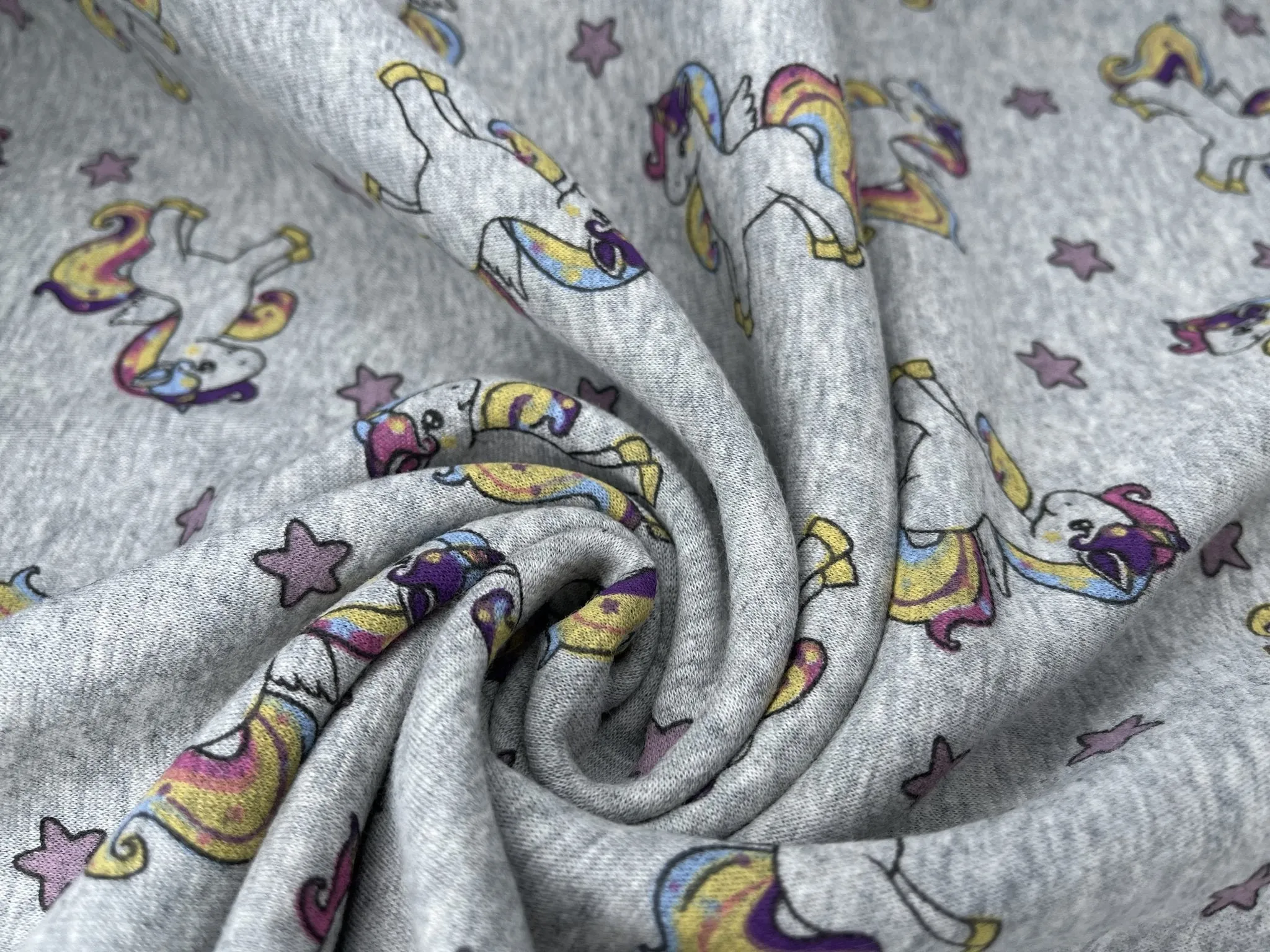 Alpine Fleece Colorful  Unicorn Print  Fabric