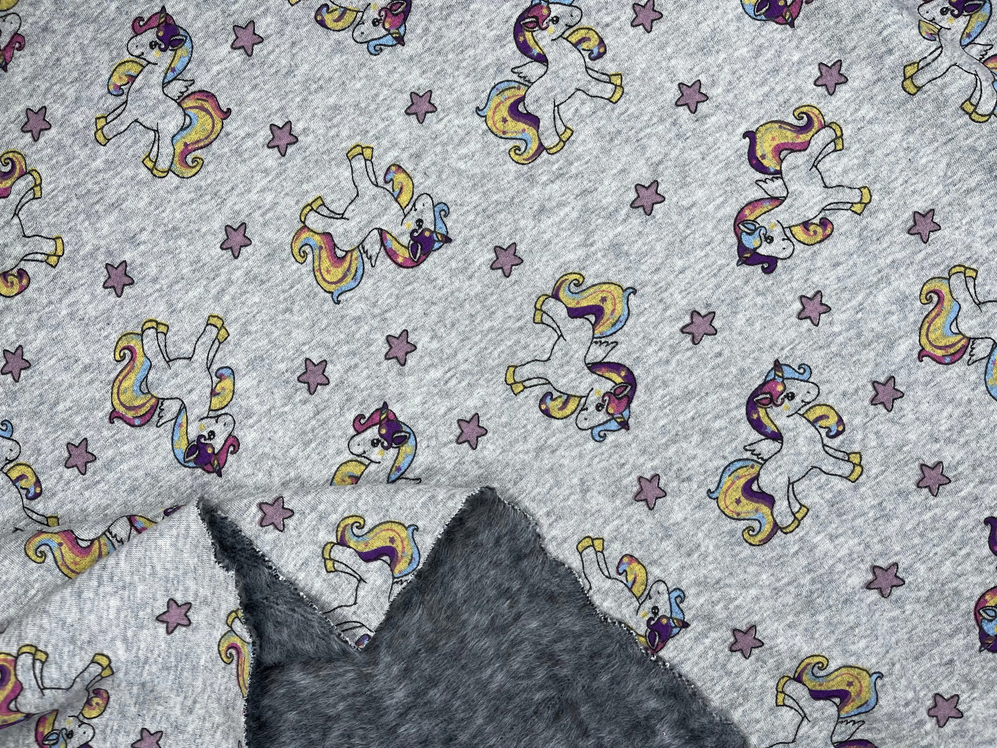 Alpine Fleece Colorful  Unicorn Print  Fabric