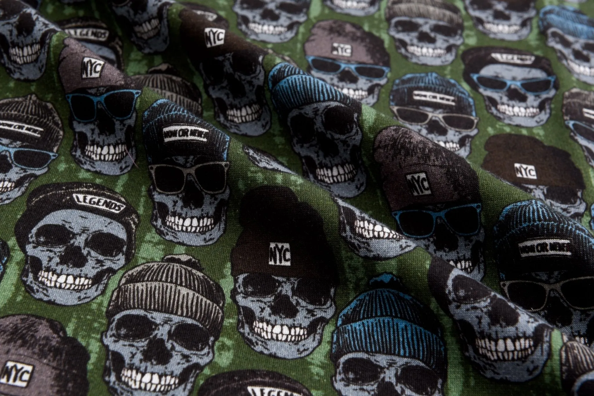 Alpine Fleece Cool Skull Print Fabric- 5008