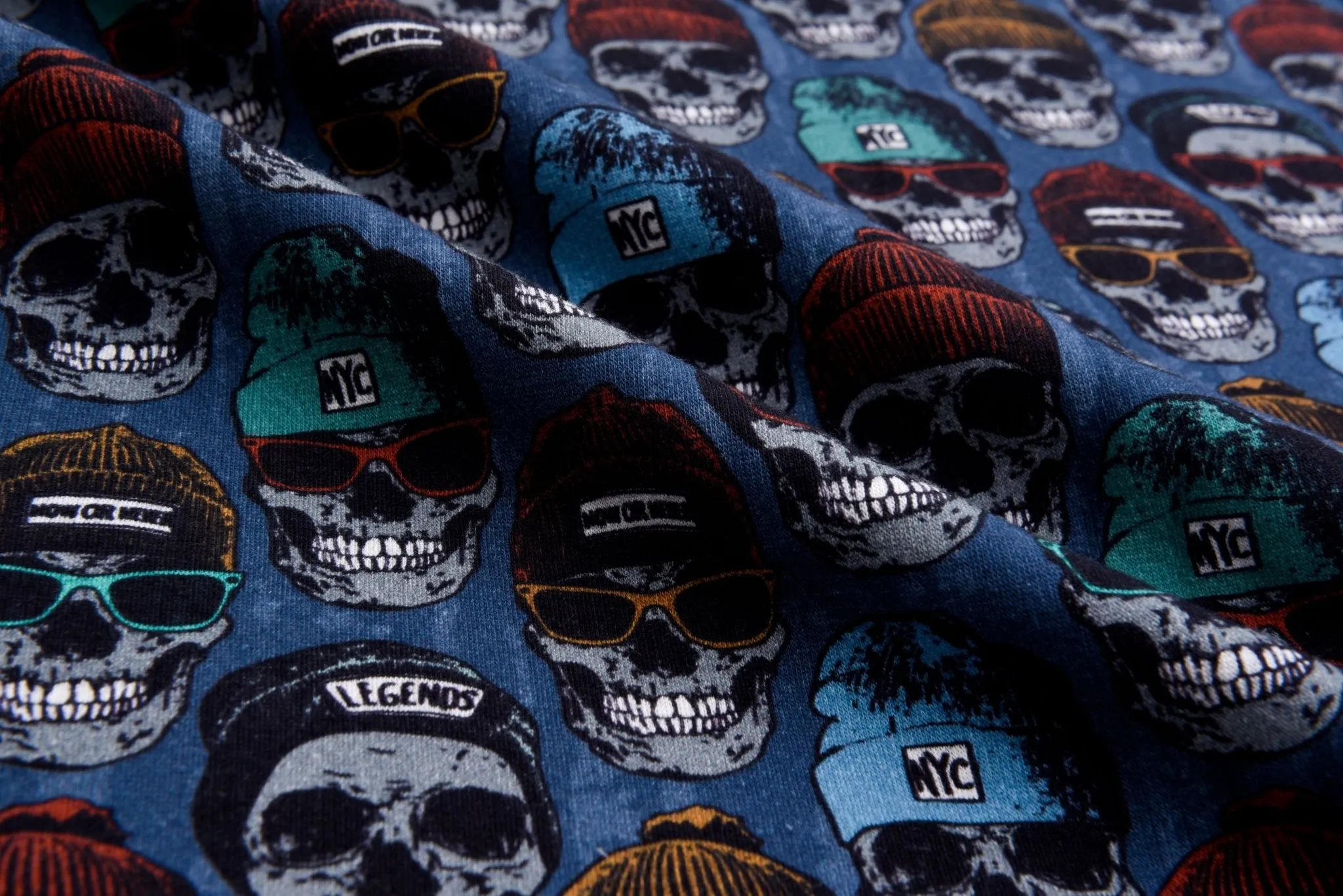 Alpine Fleece Cool Skull Print Fabric- 5008