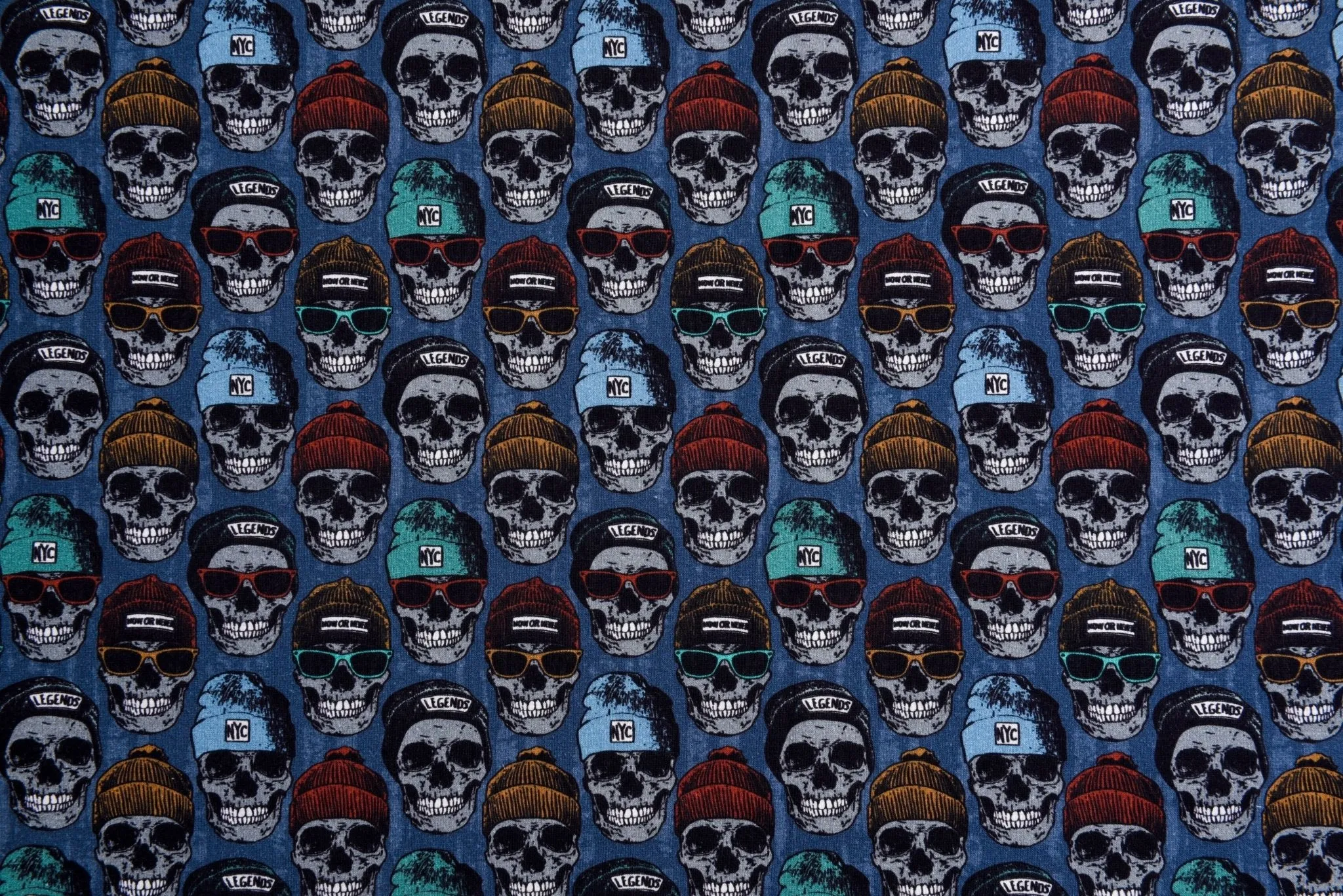 Alpine Fleece Cool Skull Print Fabric- 5008