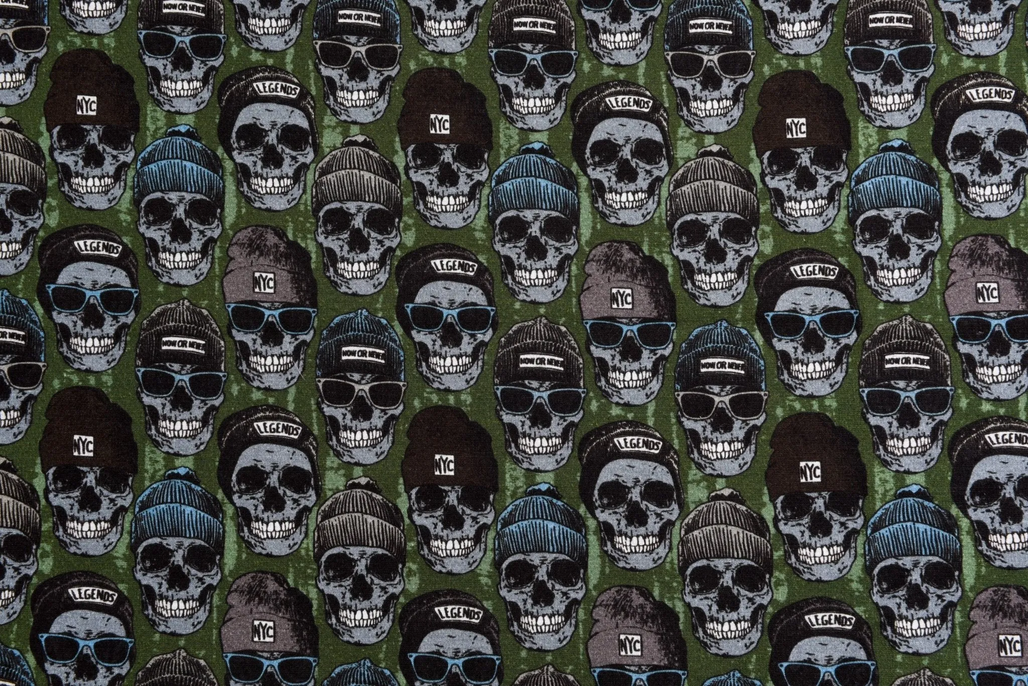 Alpine Fleece Cool Skull Print Fabric- 5008