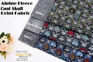 Alpine Fleece Cool Skull Print Fabric- 5008