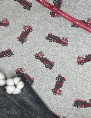 Alpine Fleece Fire Truck Print  Fabric