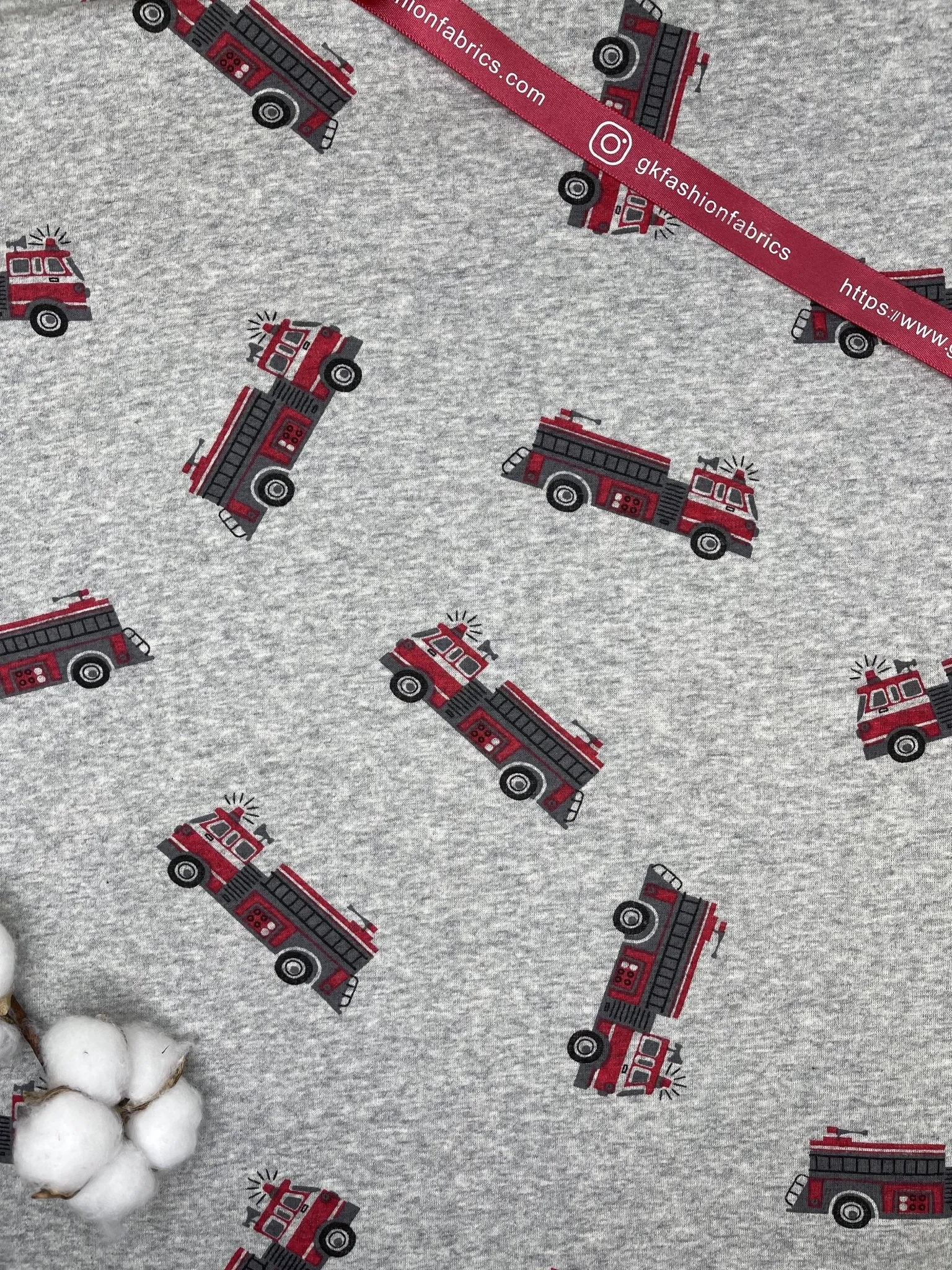 Alpine Fleece Fire Truck Print  Fabric