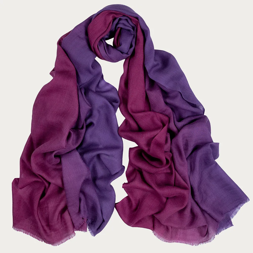 Amethyst to Garnet Shaded Cashmere and Silk Wrap