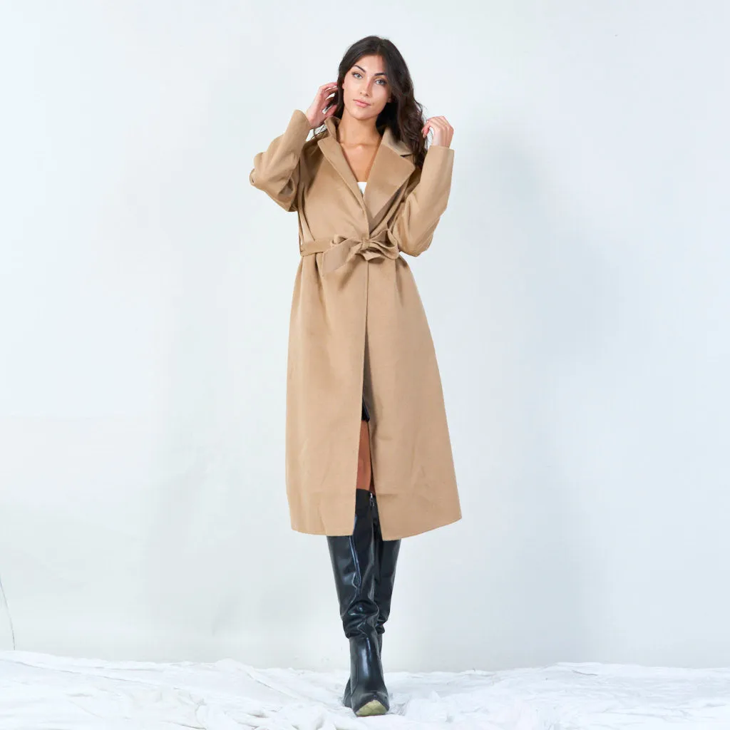 Belted long trench coat wholesale