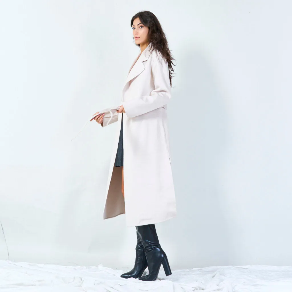 Belted long trench coat wholesale