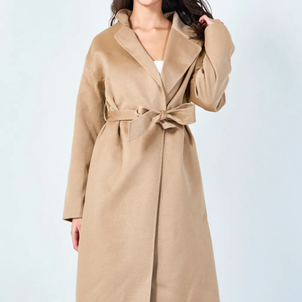 Belted long trench coat wholesale