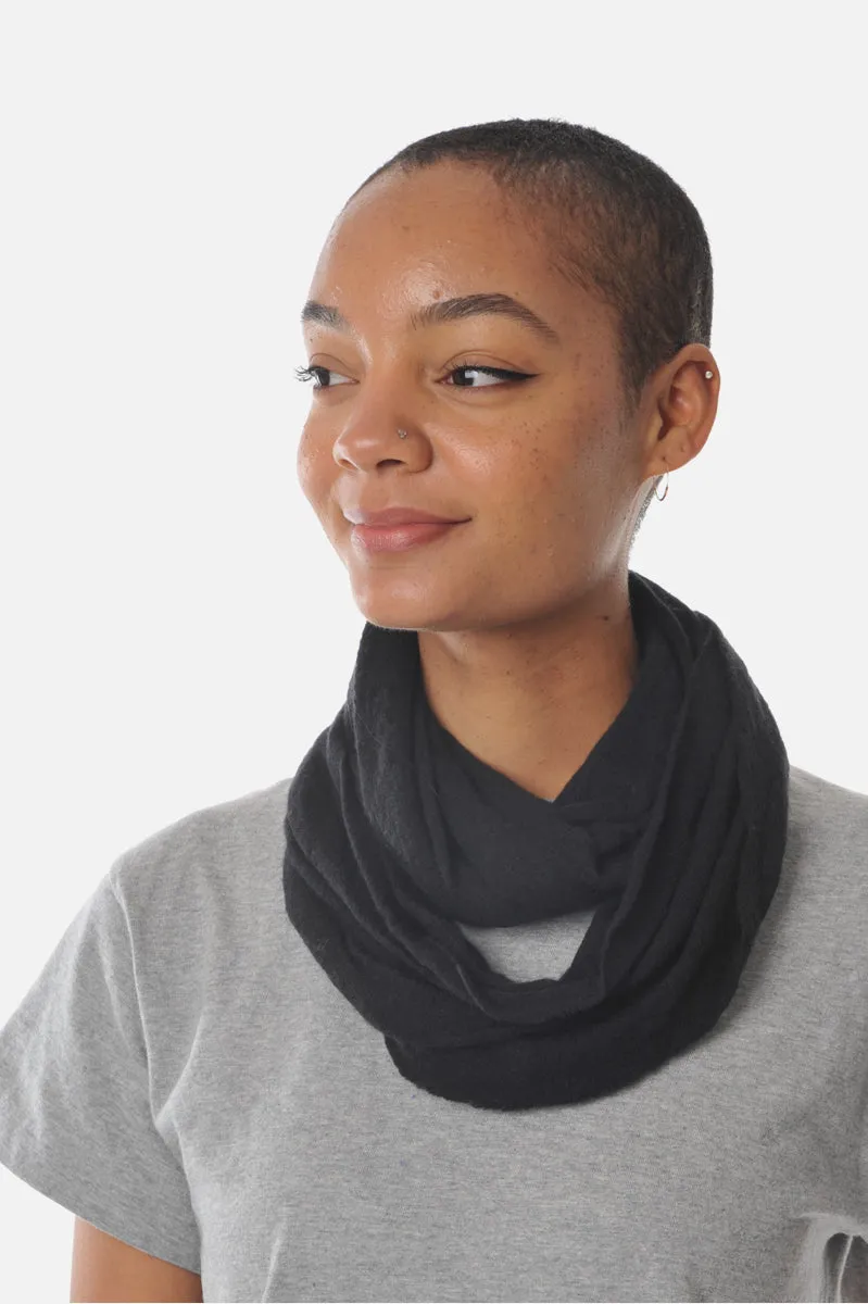 Black Classic Knit Cashmere Tube Scarf