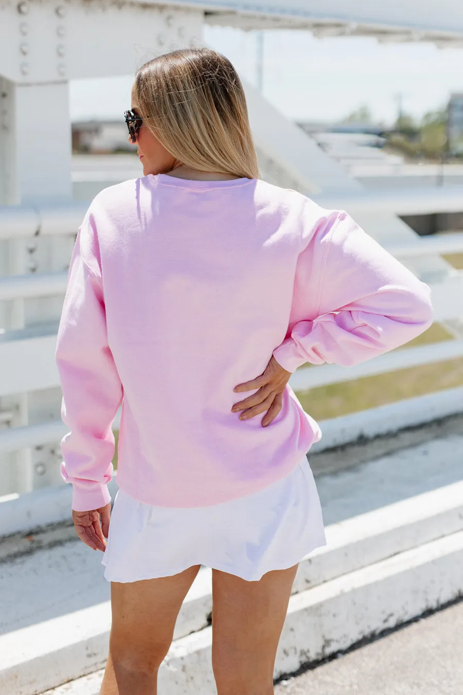 BOLD AND BRIGHT AMERICA OVERSIZED CLASSIC CREW IN LIGHT PINK