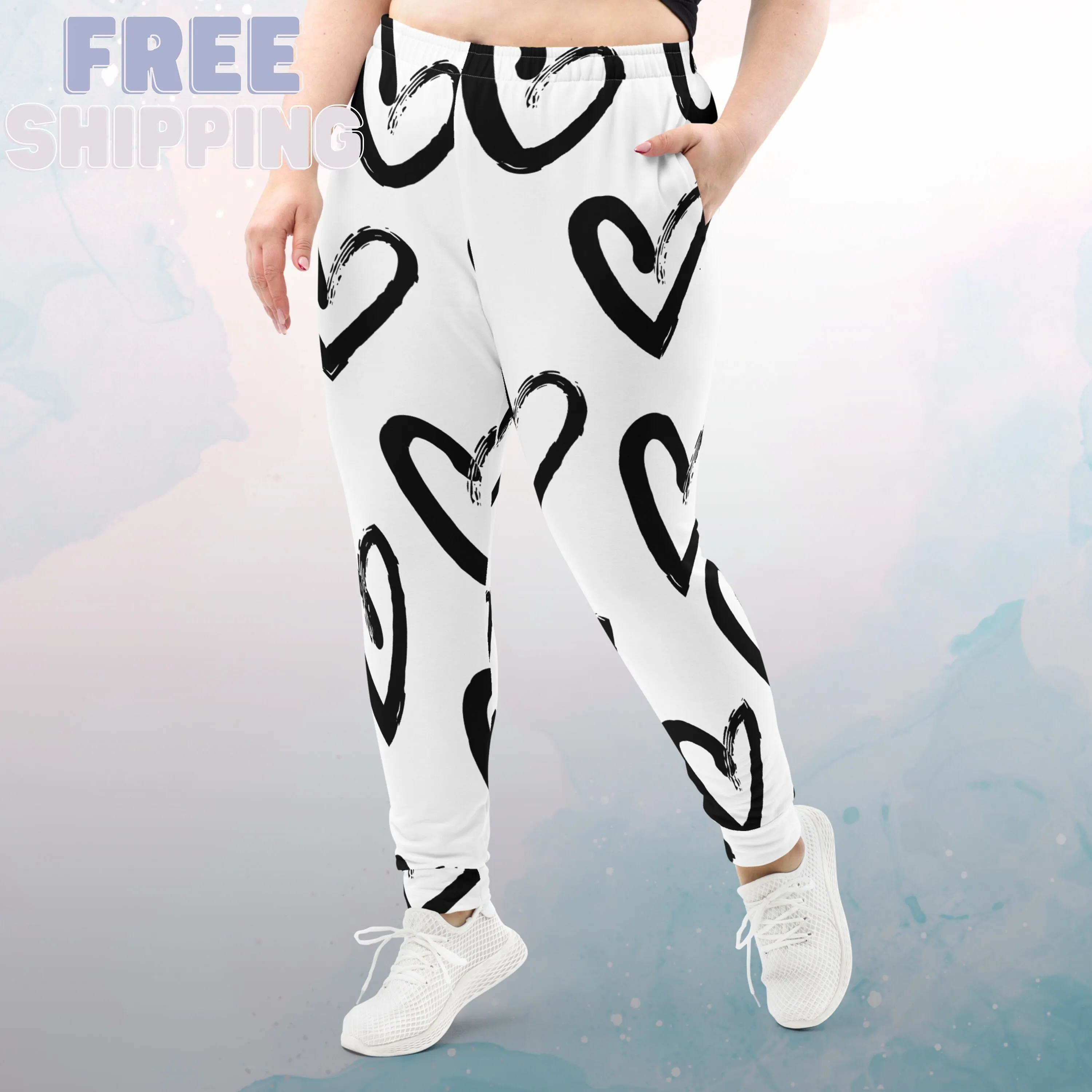 Brush Stroke Hearts Womens Joggers Sweatpants