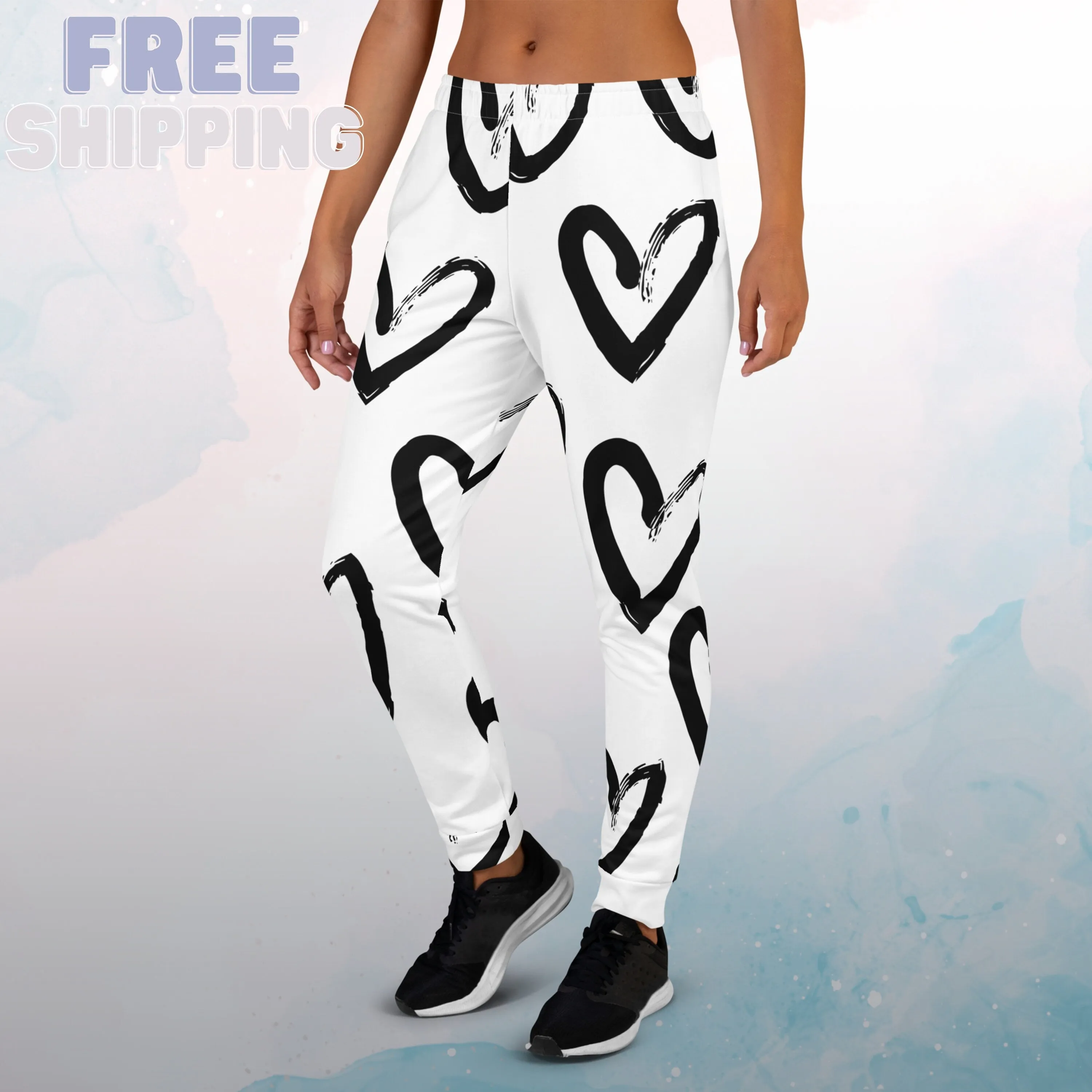 Brush Stroke Hearts Womens Joggers Sweatpants