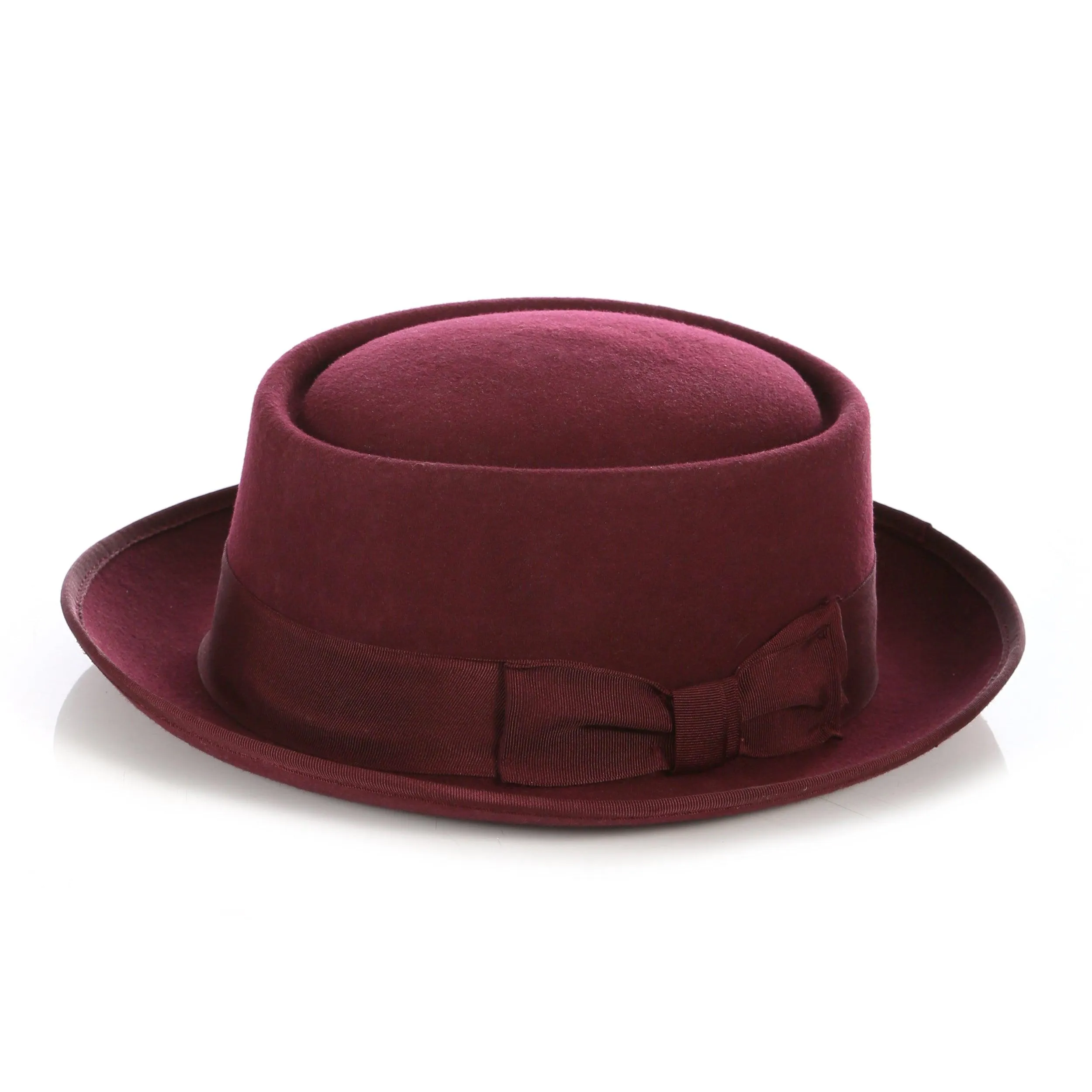 Burgundy Wool Pork Pie Hat