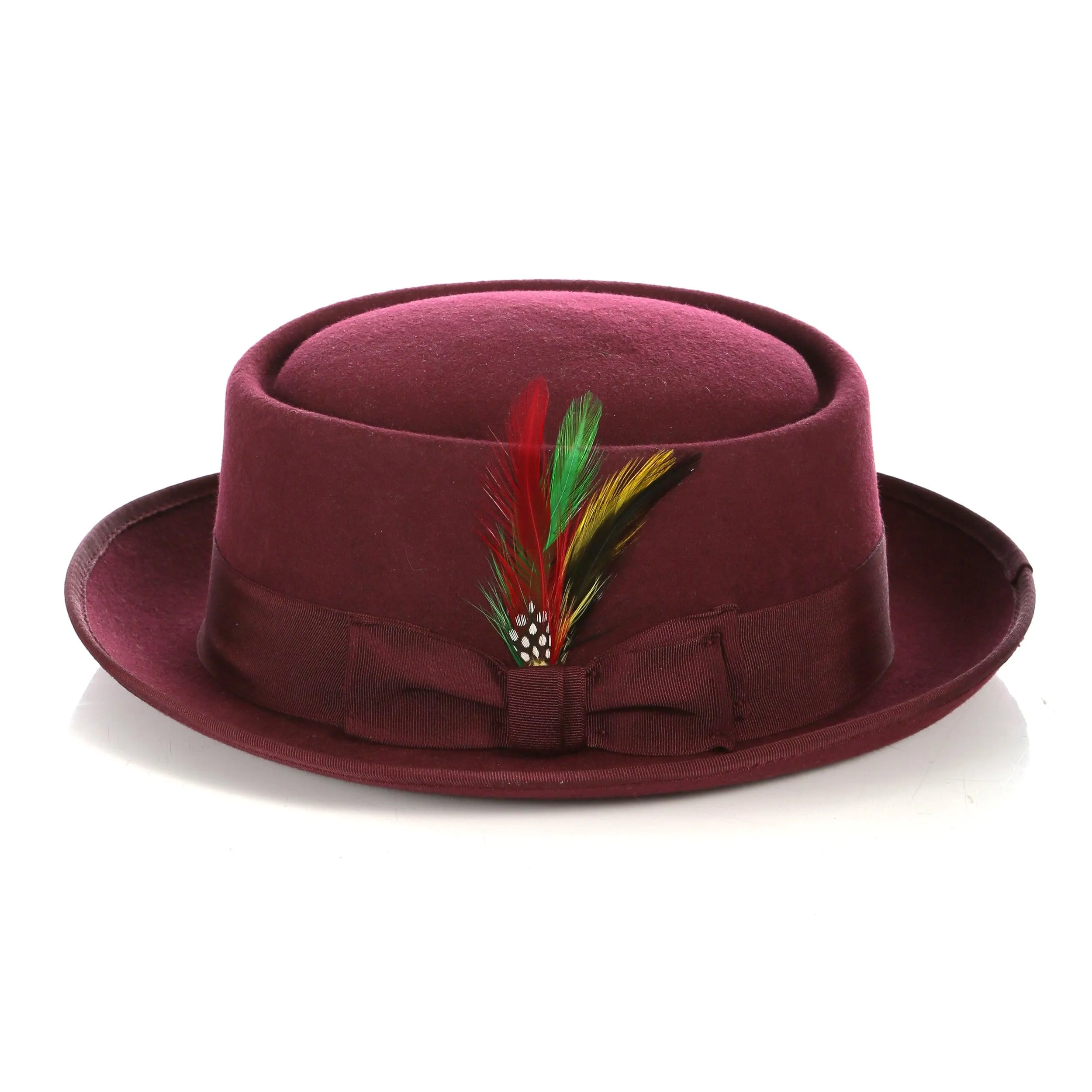 Burgundy Wool Pork Pie Hat