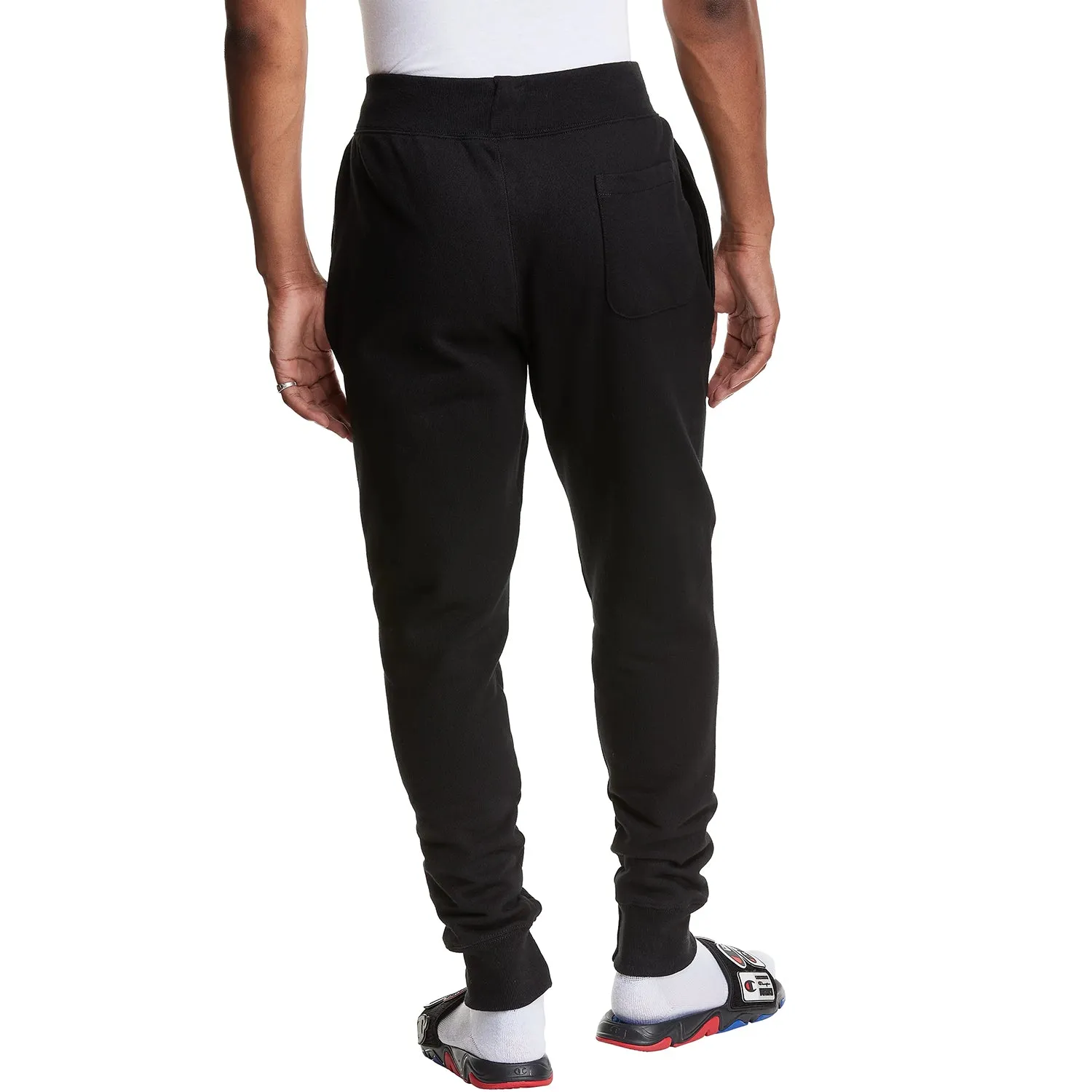 Champion Men's Reverse Weave Joggers Pants Logo Applique Black