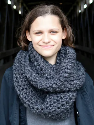 Charcoal gray infinity cowl winter scarf