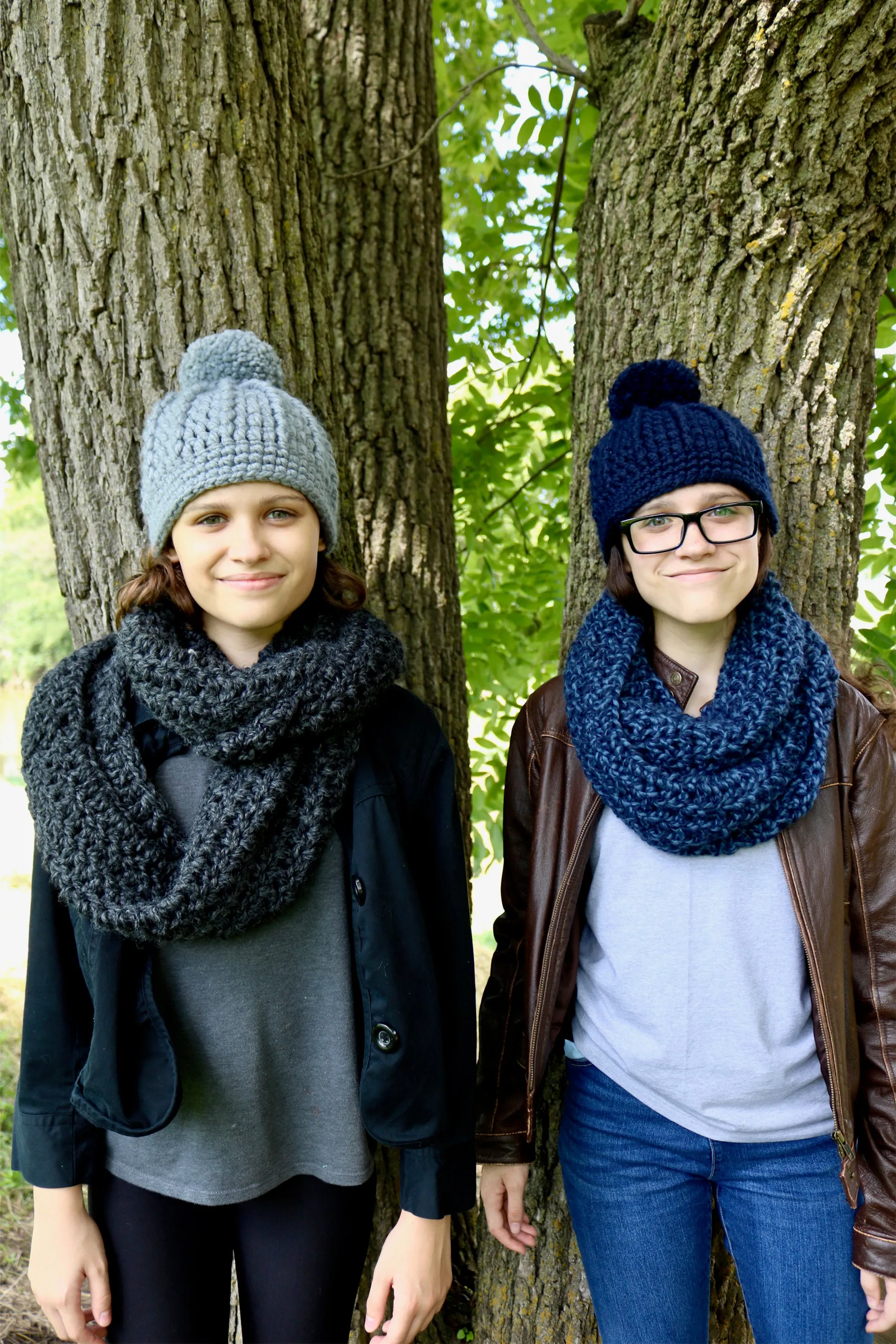 Charcoal gray infinity cowl winter scarf