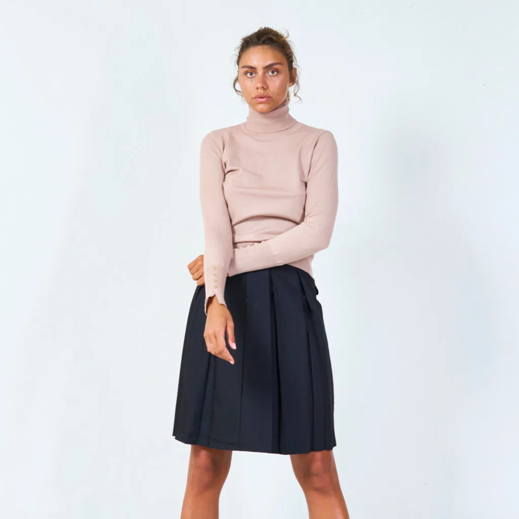 Classic turtleneck sweater with button details