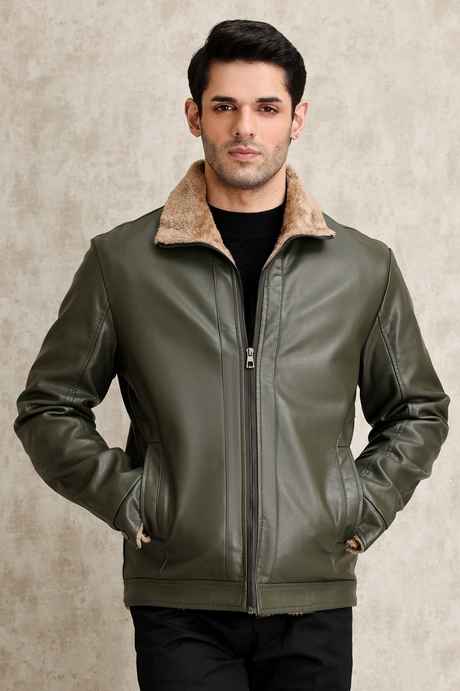 COZY SHEARLING JACKET-GREEN