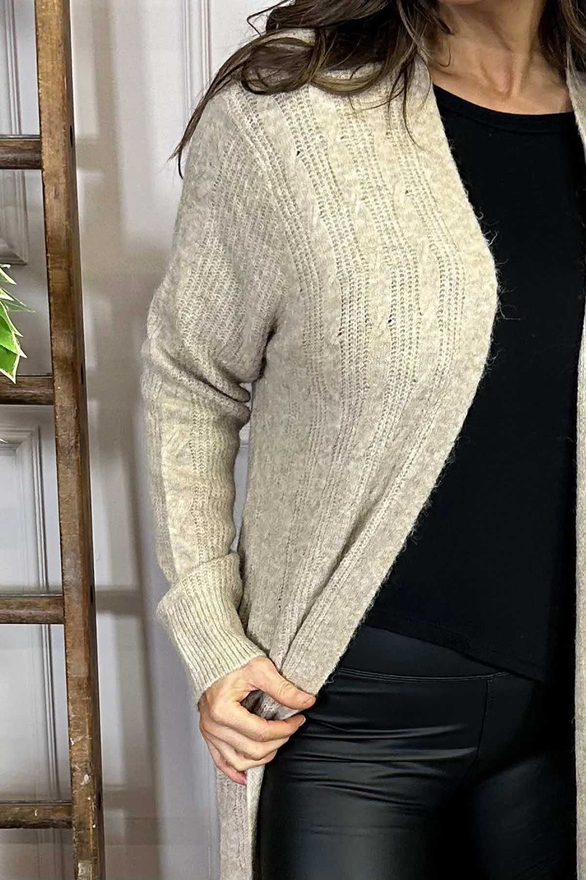 Donna Knit Cardigan Stone