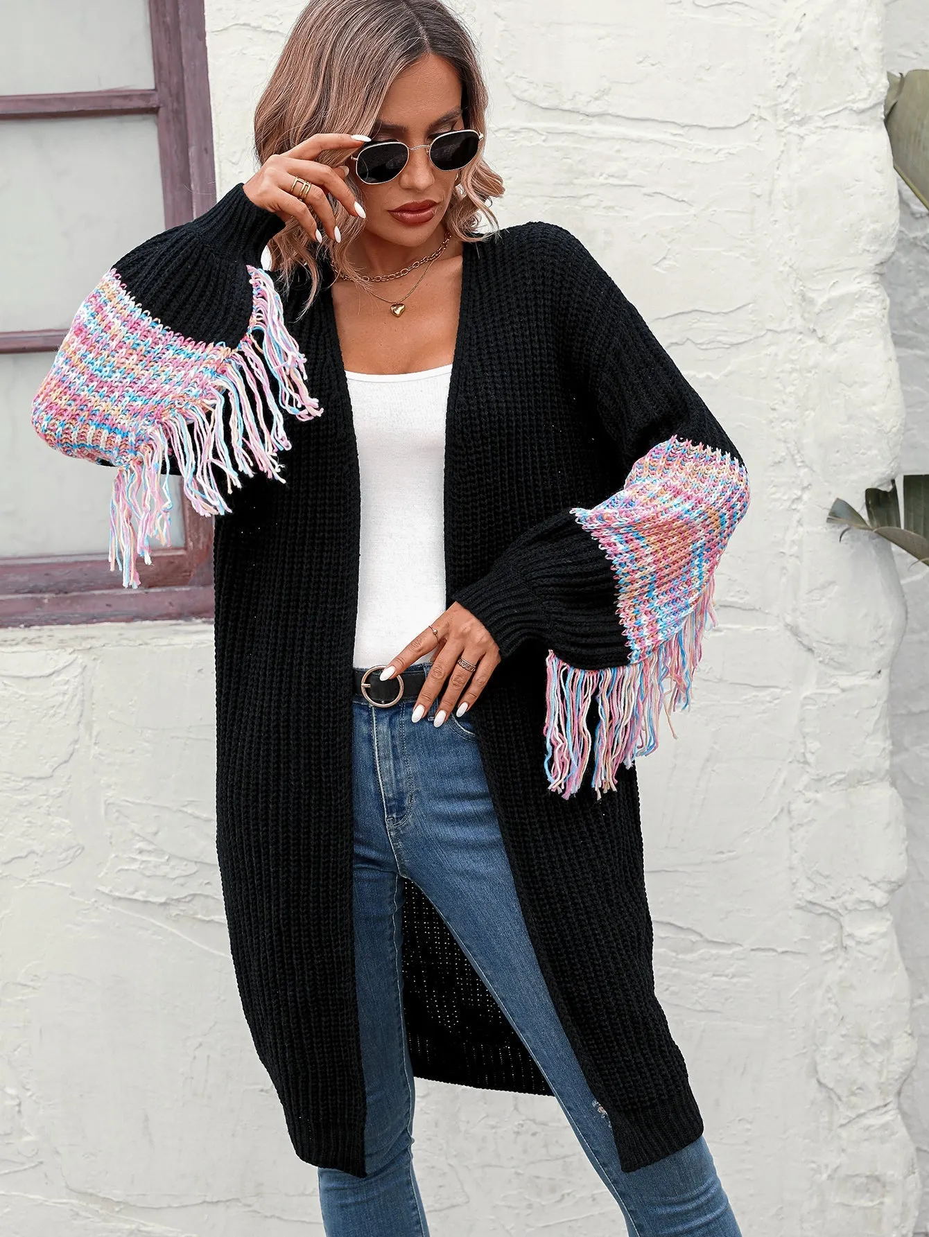 Duster Knit Cardigan - Winter Fringe Coat