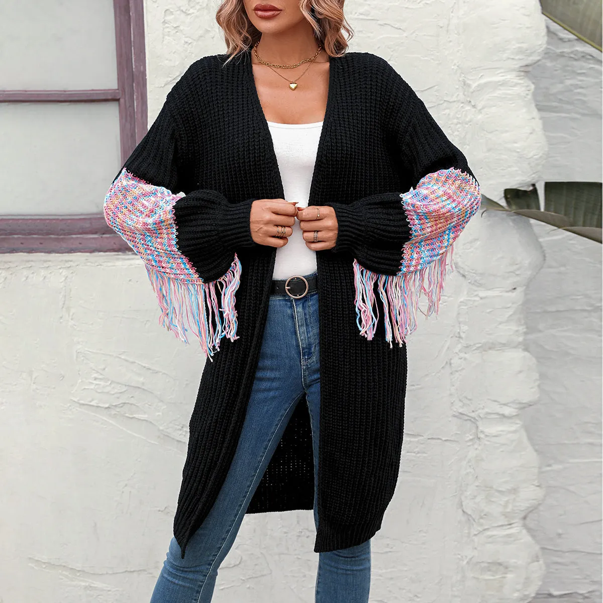 Duster Knit Cardigan - Winter Fringe Coat