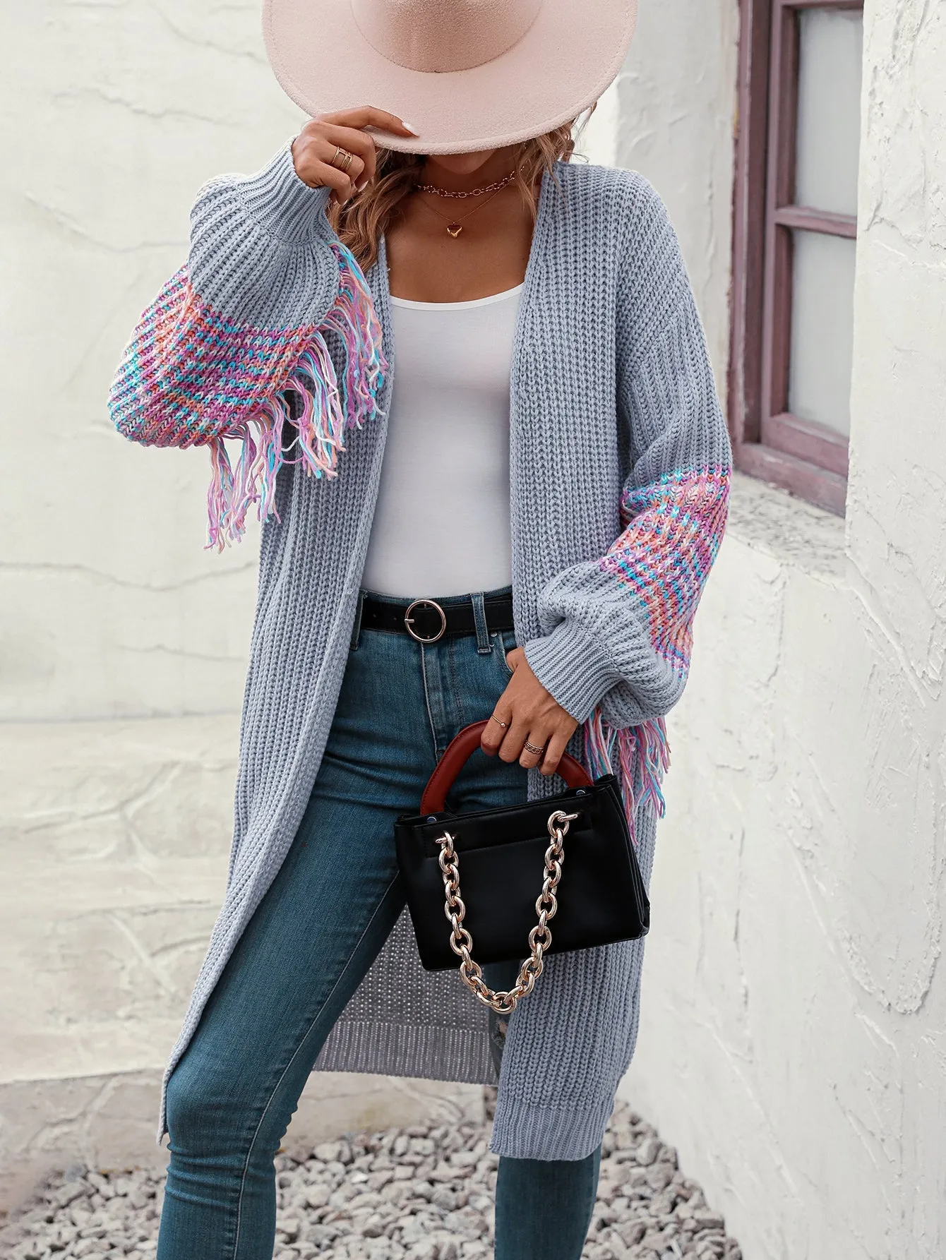 Duster Knit Cardigan - Winter Fringe Coat