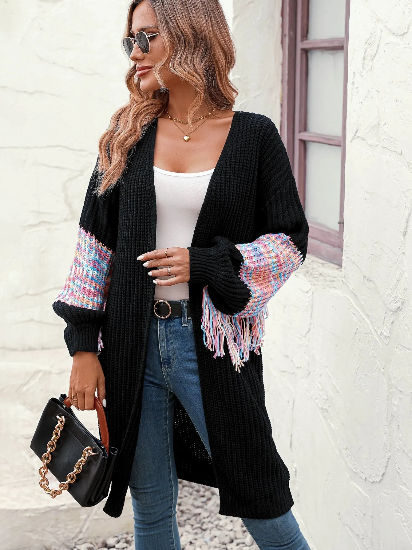 Duster Knit Cardigan - Winter Fringe Coat