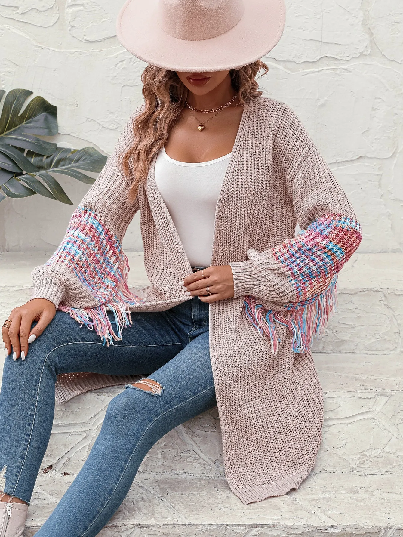 Duster Knit Cardigan - Winter Fringe Coat