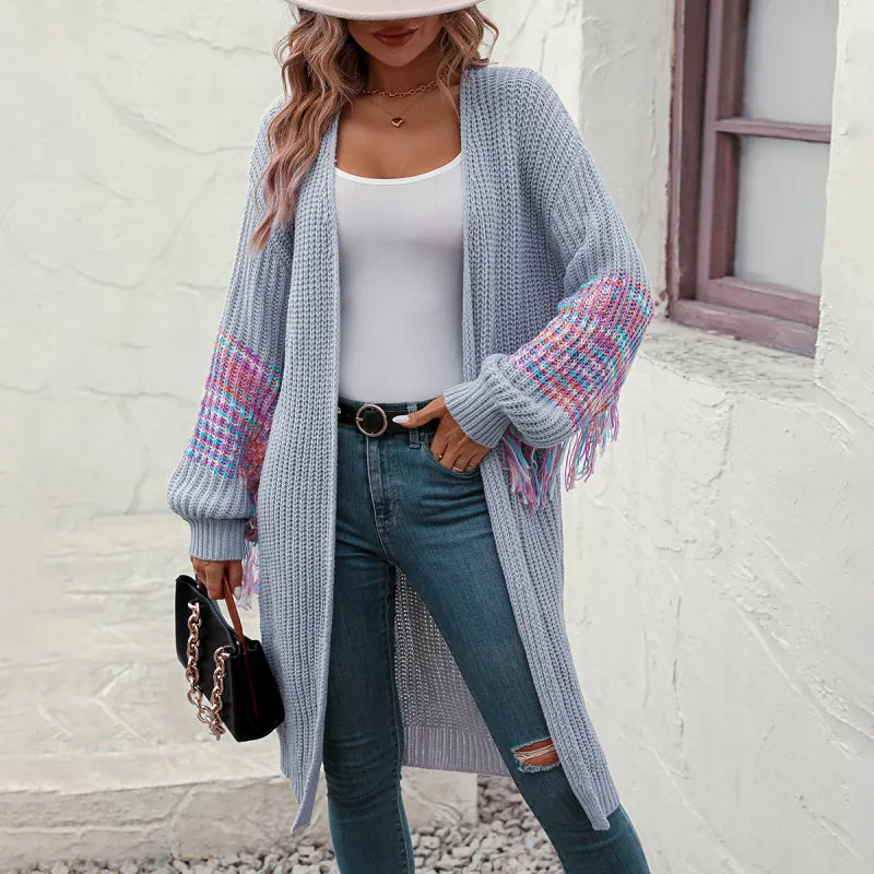 Duster Knit Cardigan - Winter Fringe Coat