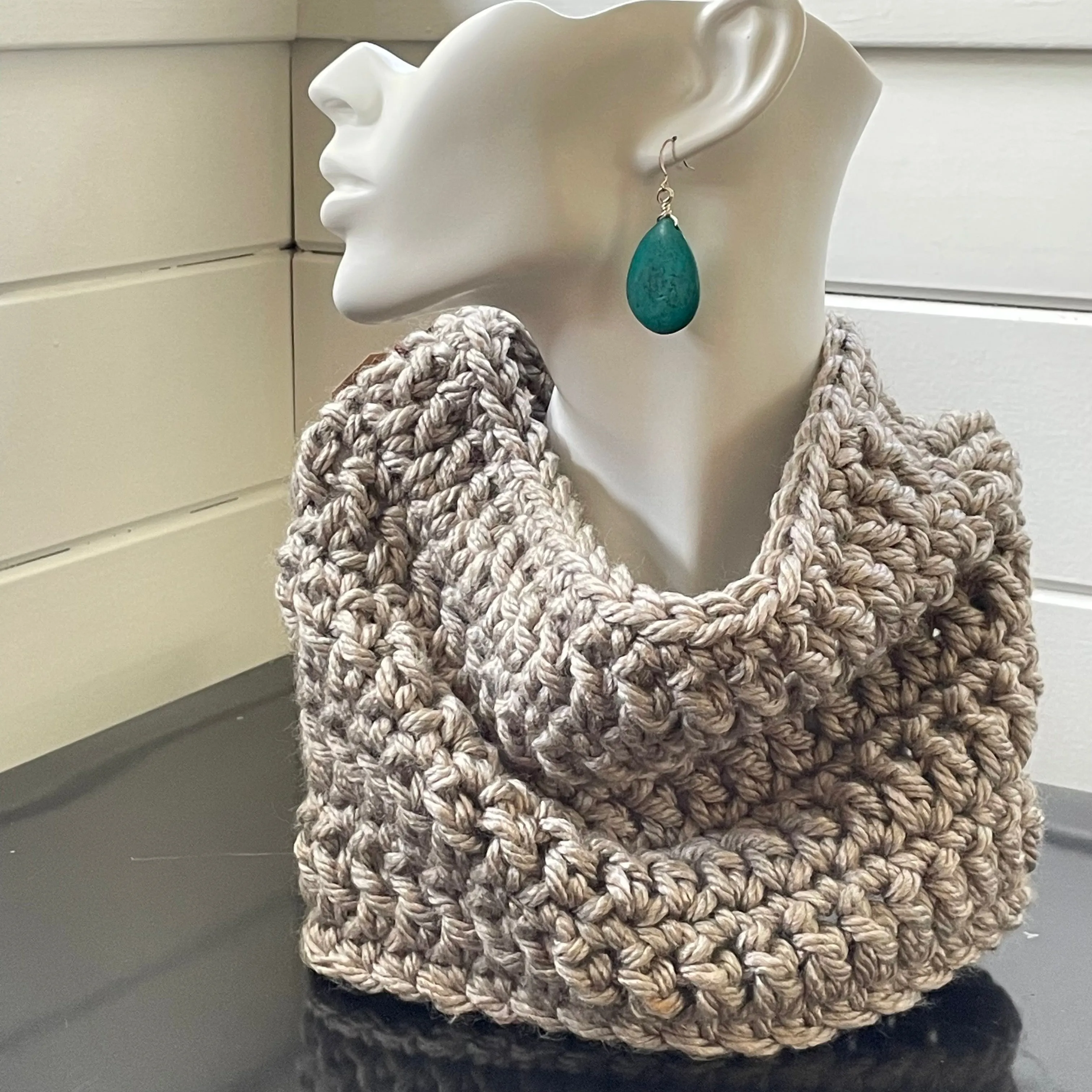 Extra Soft Pewter Silver Marbled Cowl Infinity Scarf Hand Crochet Knit Winter Fall Spring Unisex Men Women Grey Gray