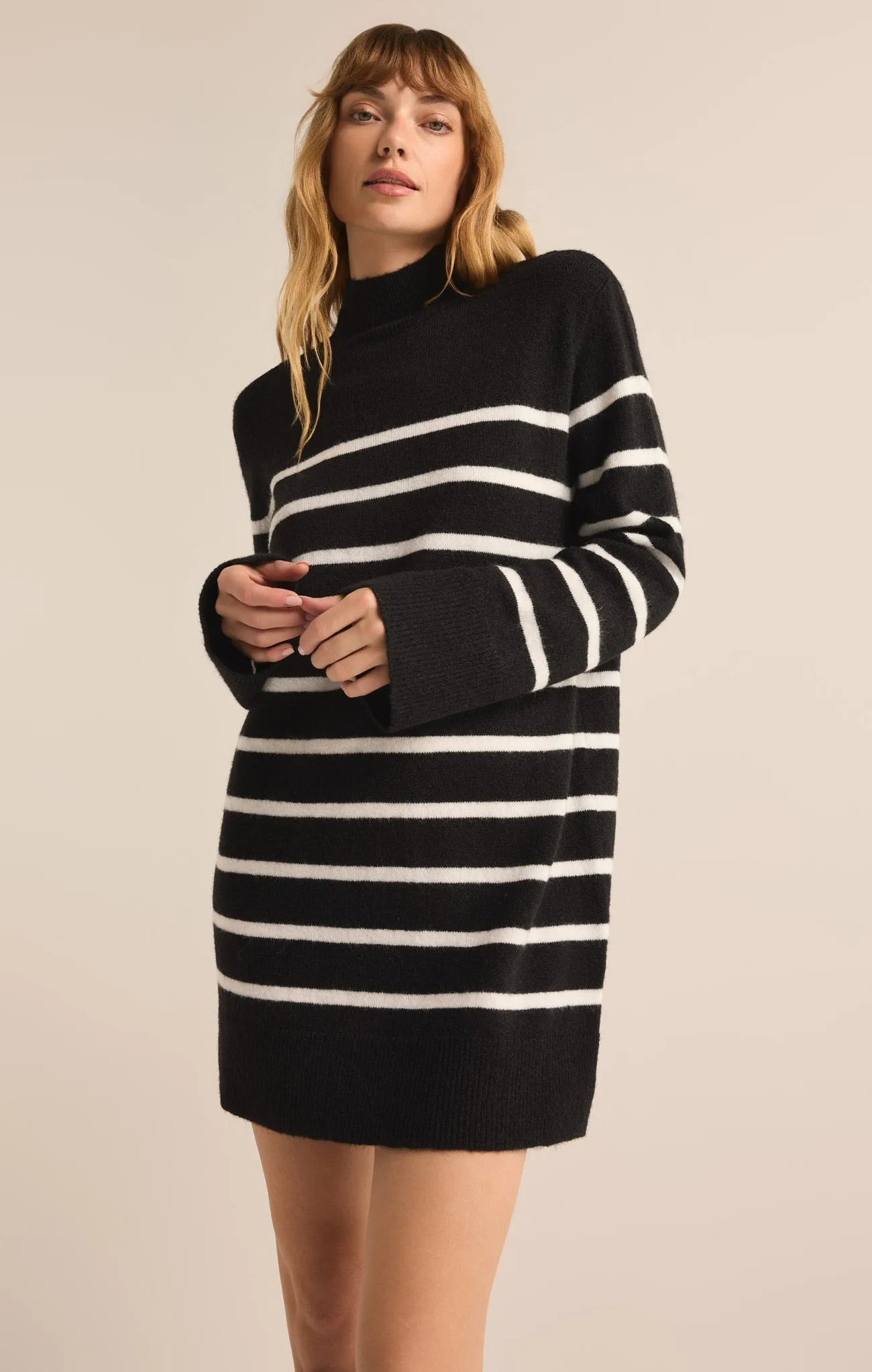 Fin Stripe Turtleneck Sweater Mini Dress