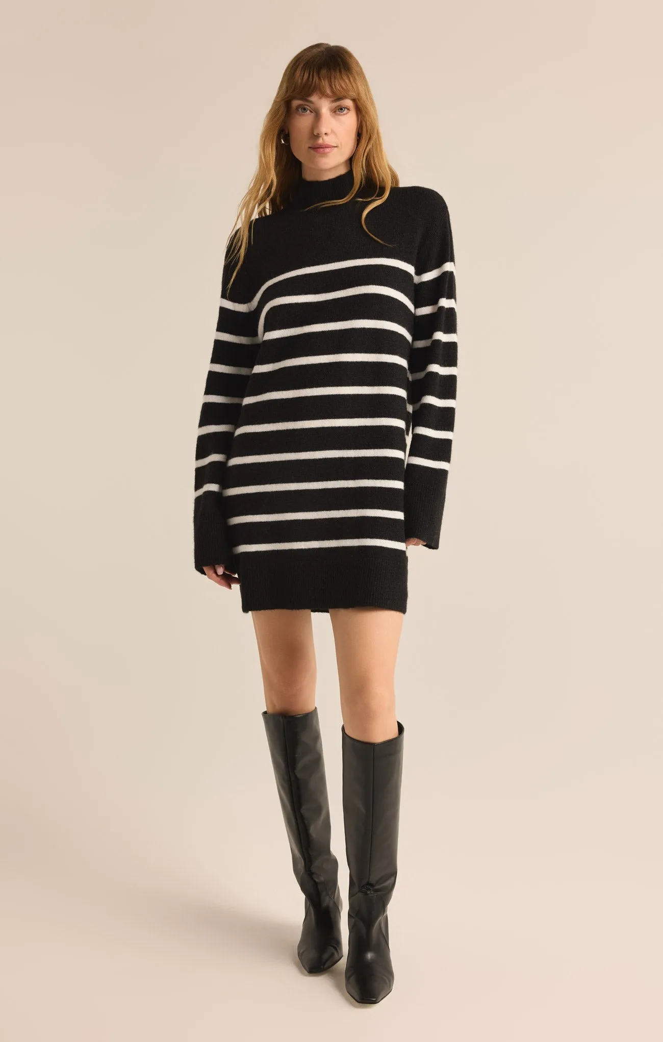 Fin Stripe Turtleneck Sweater Mini Dress