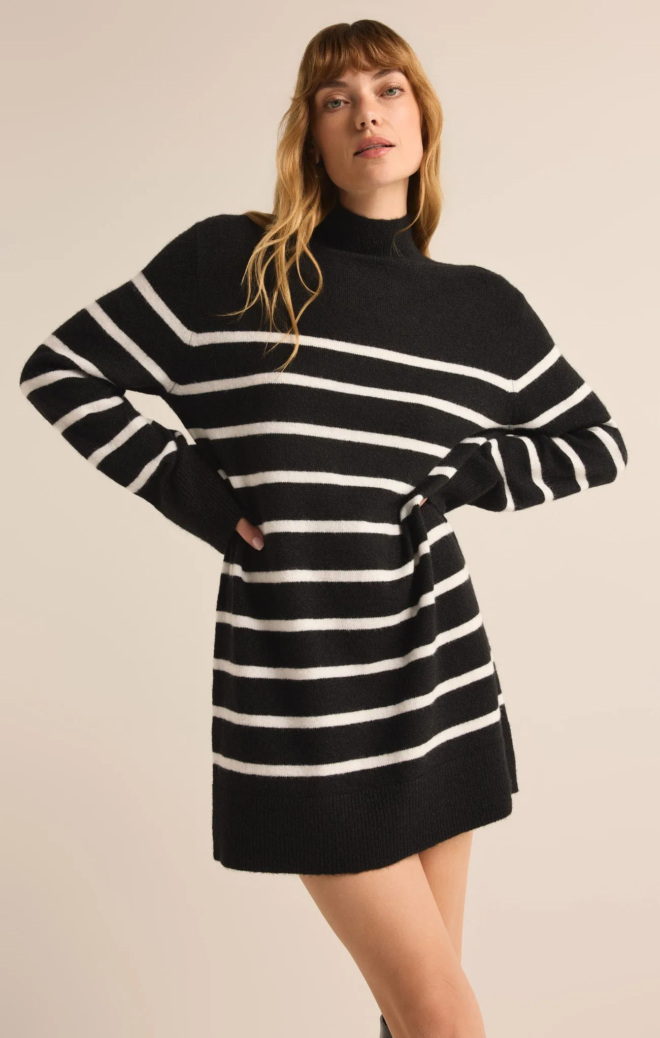 Fin Stripe Turtleneck Sweater Mini Dress