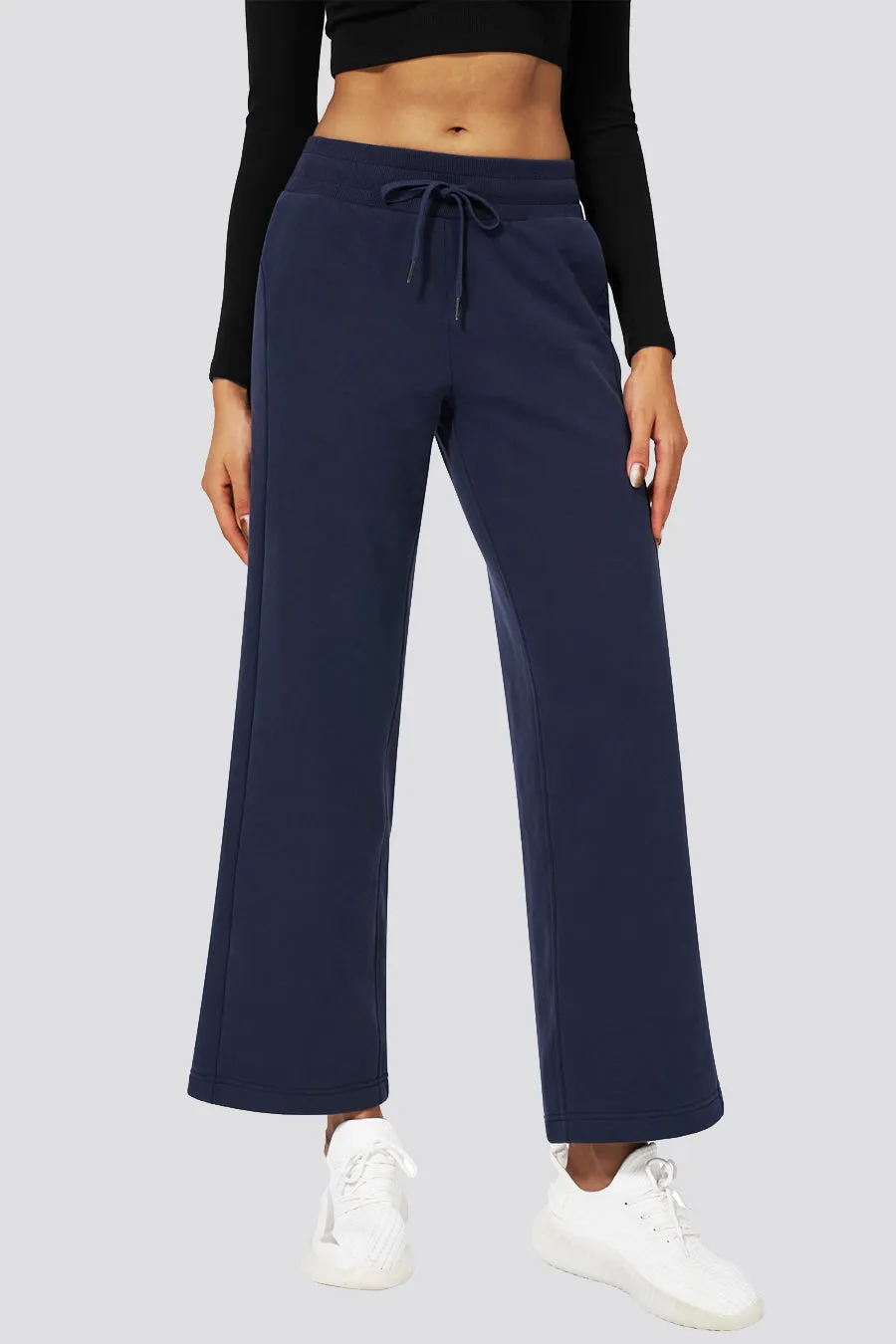 Fleece-Lined Sweatpants | Wide-Leg Casual Pants with Drawstrings and Pockets