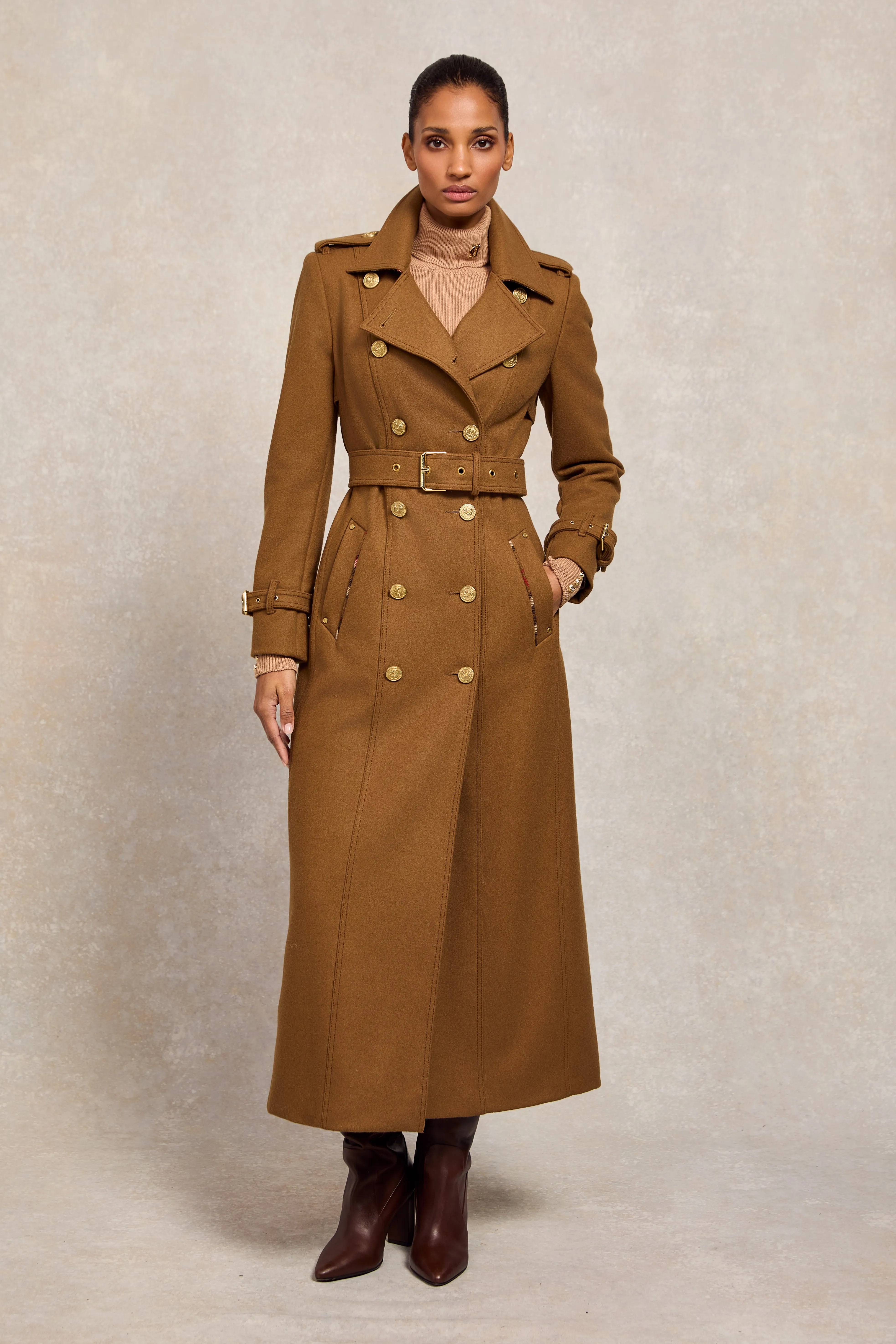 Full Length Chelsea Trench Coat (Dark Camel)