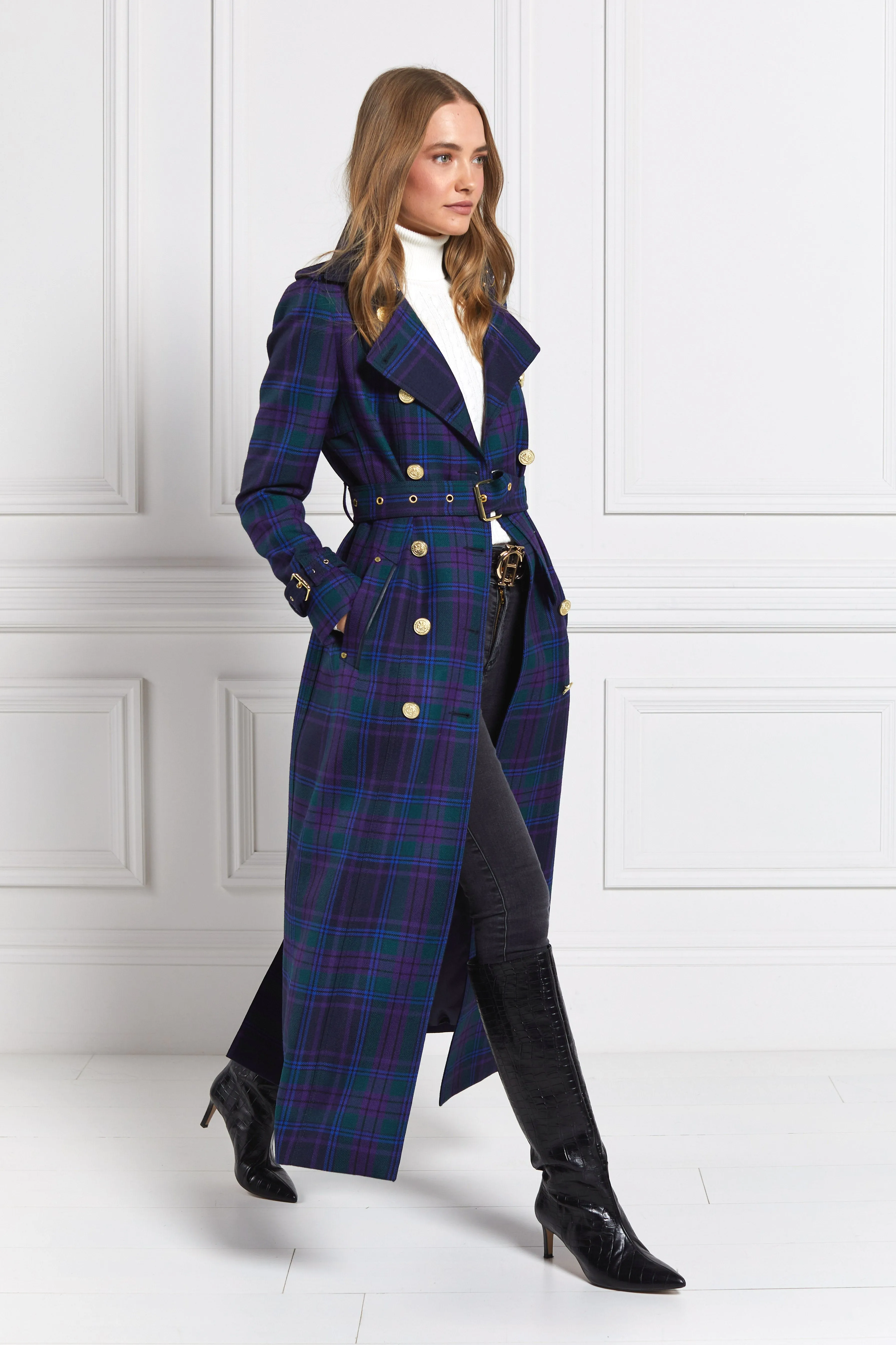 Full Length Marlborough Trench Coat (Heather Tartan)