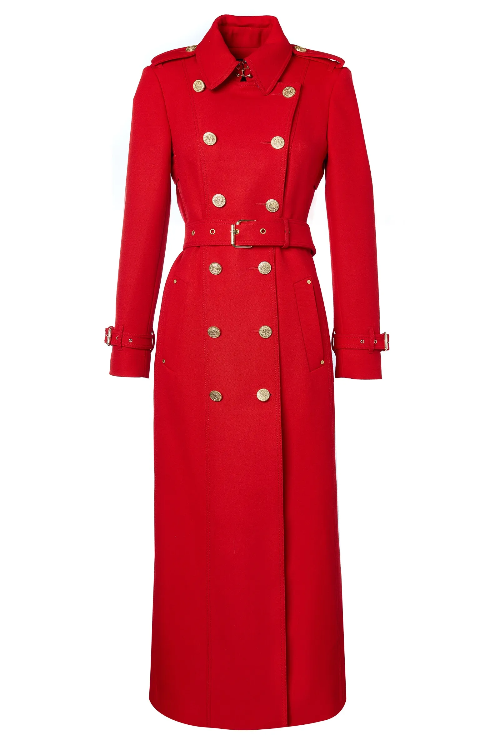 Full Length Marlborough Trench Coat (Red Barathea)