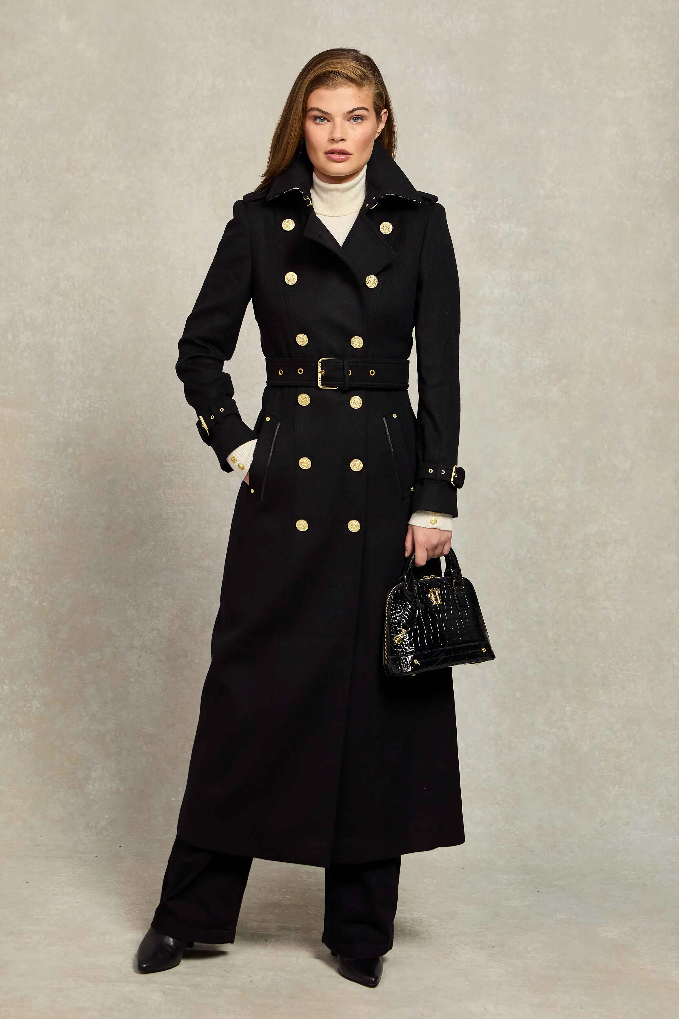 Full Length Marlborough Trench Coat (Soft Black)