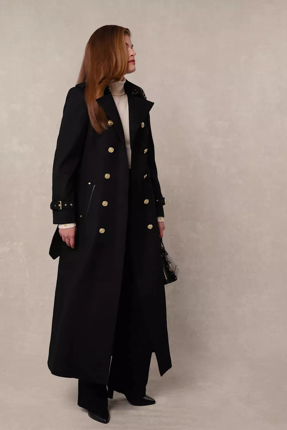 Full Length Marlborough Trench Coat (Soft Black)