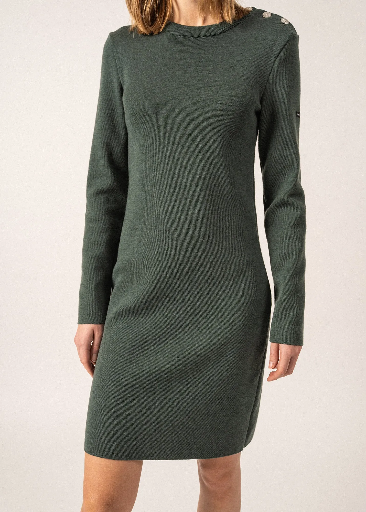 Grande Marée jumper dress - plain, in wool (VEGETAL)