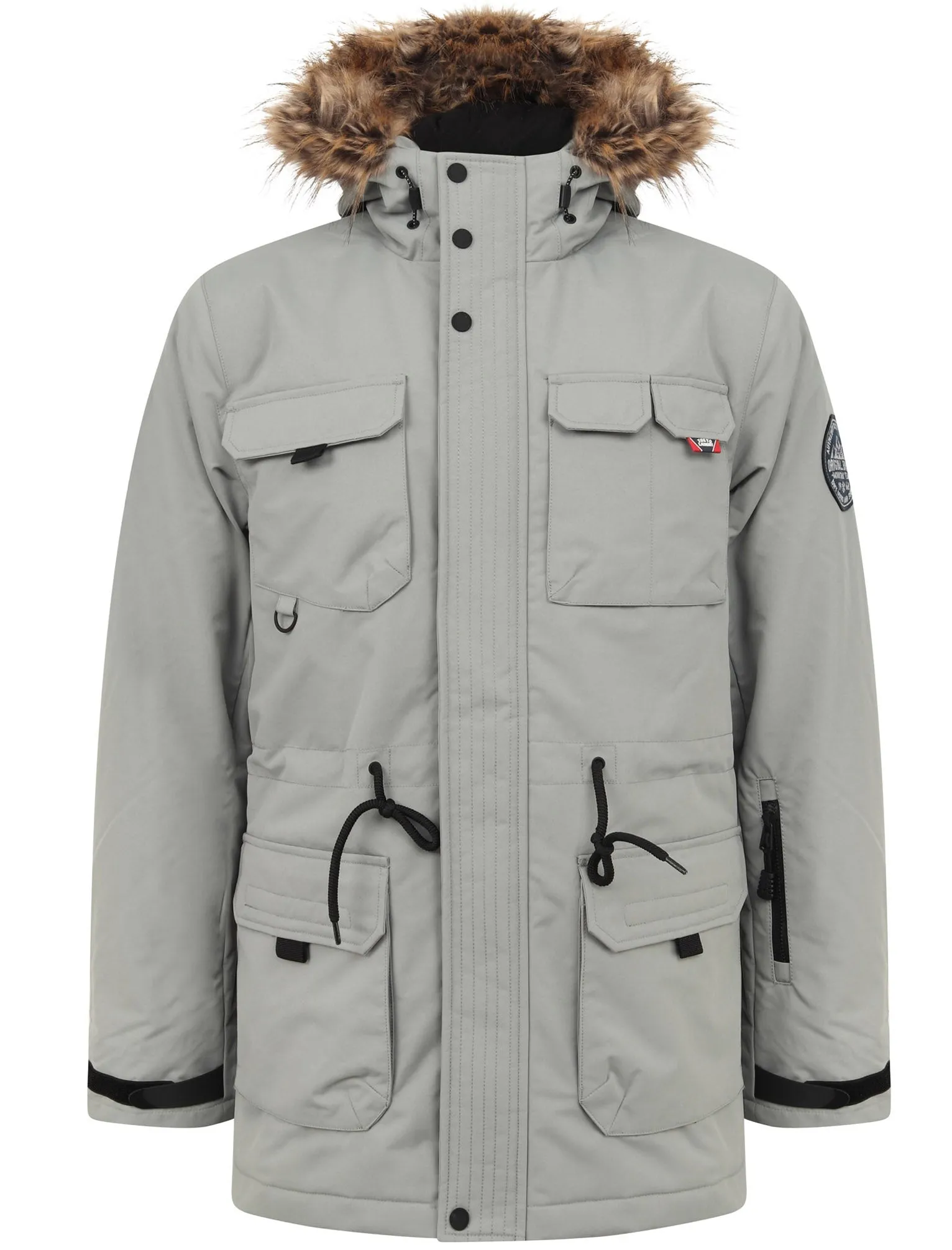 Hjalmar Utility Parka Coat with Fleece Lined Faux Fur Trim Hood in Light Griffin Grey - Tokyo Laundry