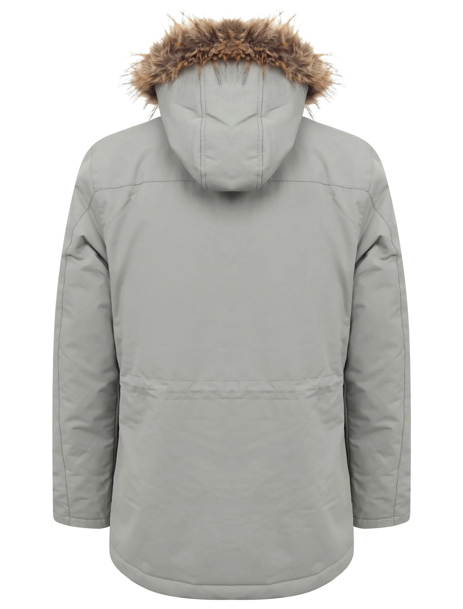 Hjalmar Utility Parka Coat with Fleece Lined Faux Fur Trim Hood in Light Griffin Grey - Tokyo Laundry