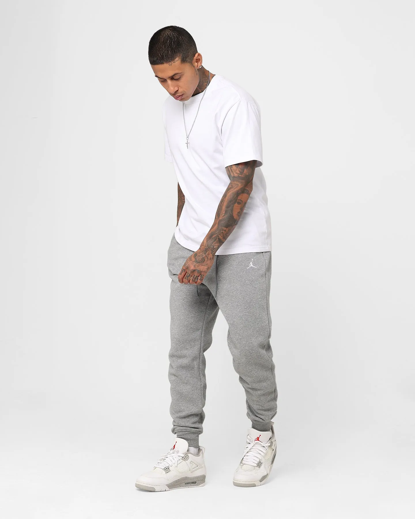 Jordan Essentials Fleece Tracksuit Pants Carbon Heather/White